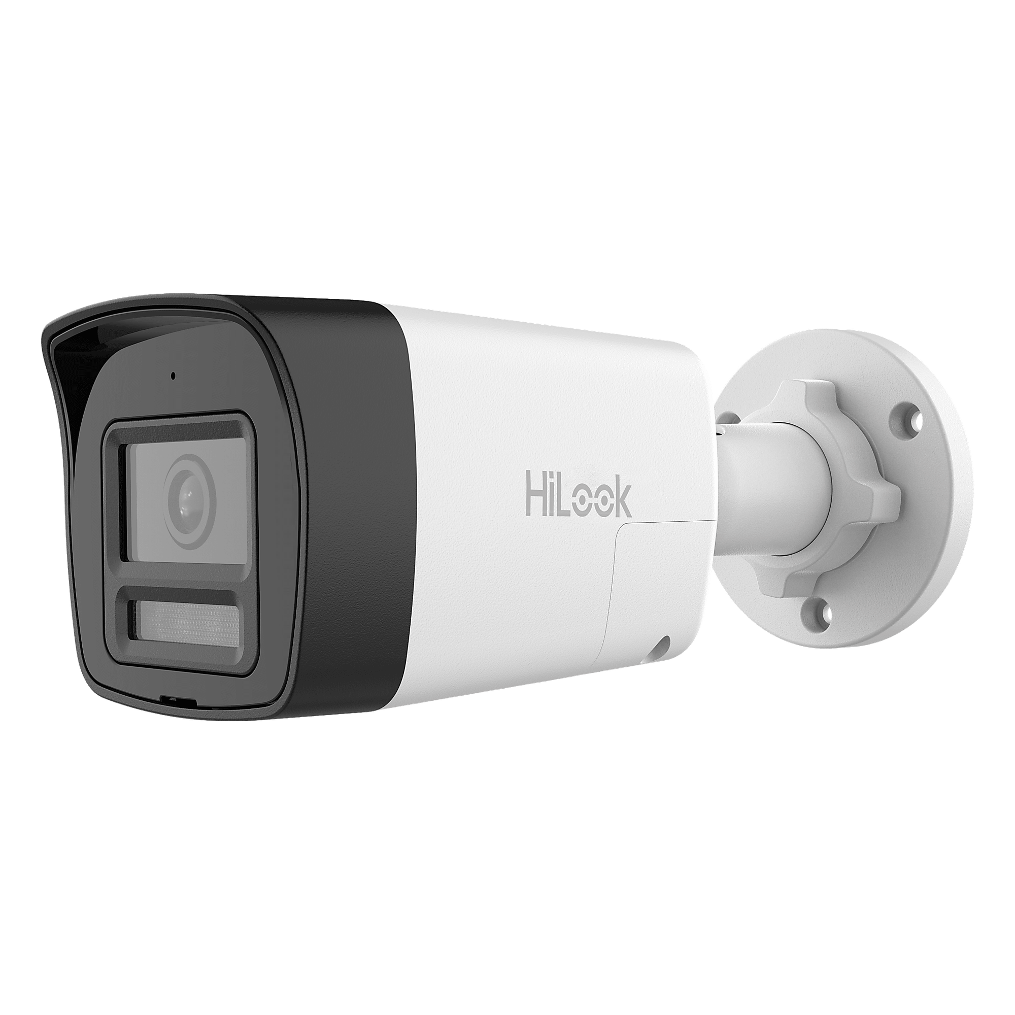 [Audio Bidireccional + Dual Light + ColorVu] Bala TURBOHD 3K (5 Megapixel) / Lente 2.8mm / 30 mts IR EXIR + 20 mts Luz Blanca / Micrófono y Bocina Integrado / Exterior IP67 / Metal / dWDR — HiLook by HIKVISION · SKU THC-B157-LTS