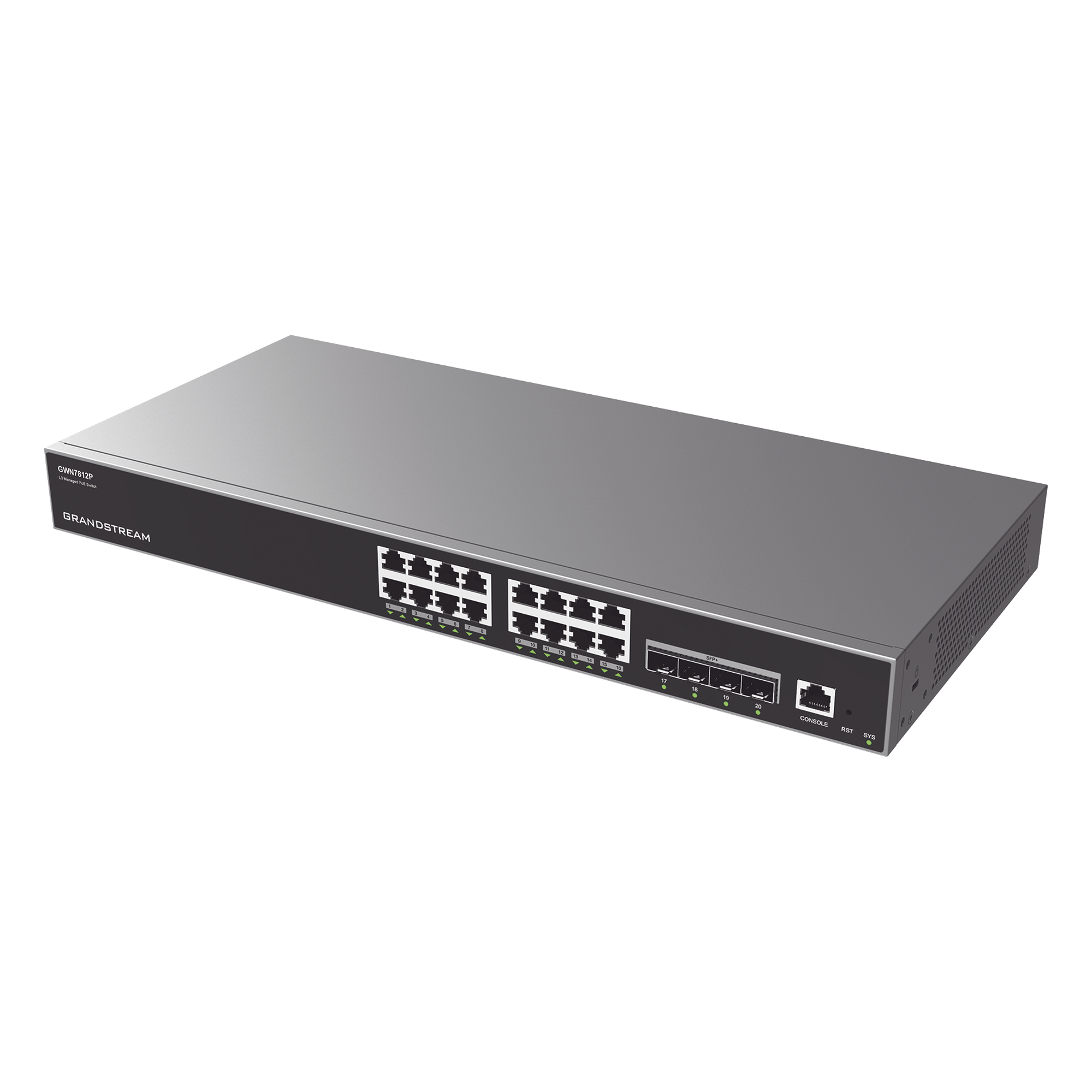 Switch Capa 3 PoE+ Administrable / 16 Puertos Gigabit + 4 SFP+ 10G / 240W PoE / 112 Gbps / Montaje en Rack