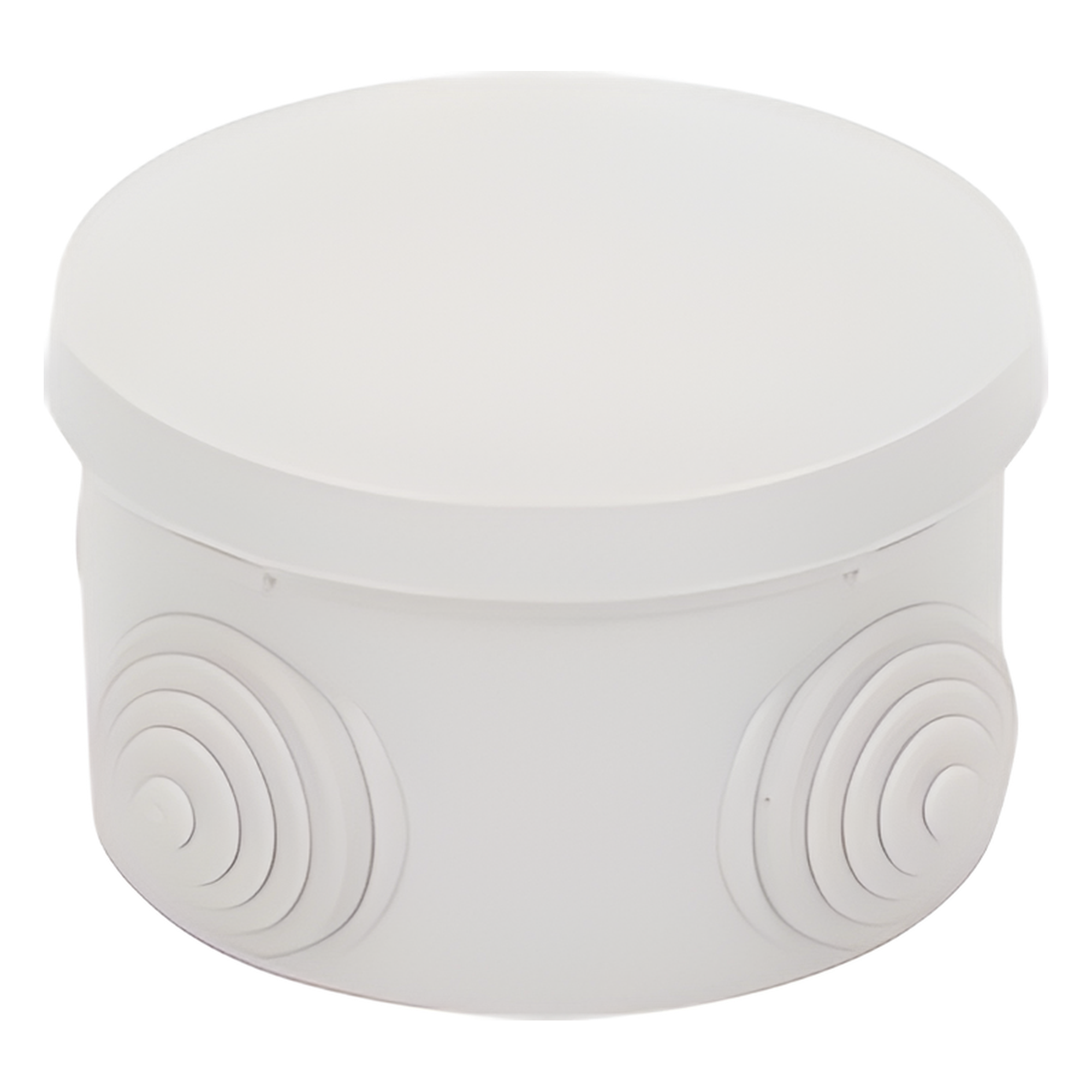 Caja Derivación-Conexión de Plástico Circular con 4 Glándulas de Goma (70 diámetro X 48 alto mm). Para Instalaciones Comerciales, Residenciales e Industriales. Cerrado a Presión.