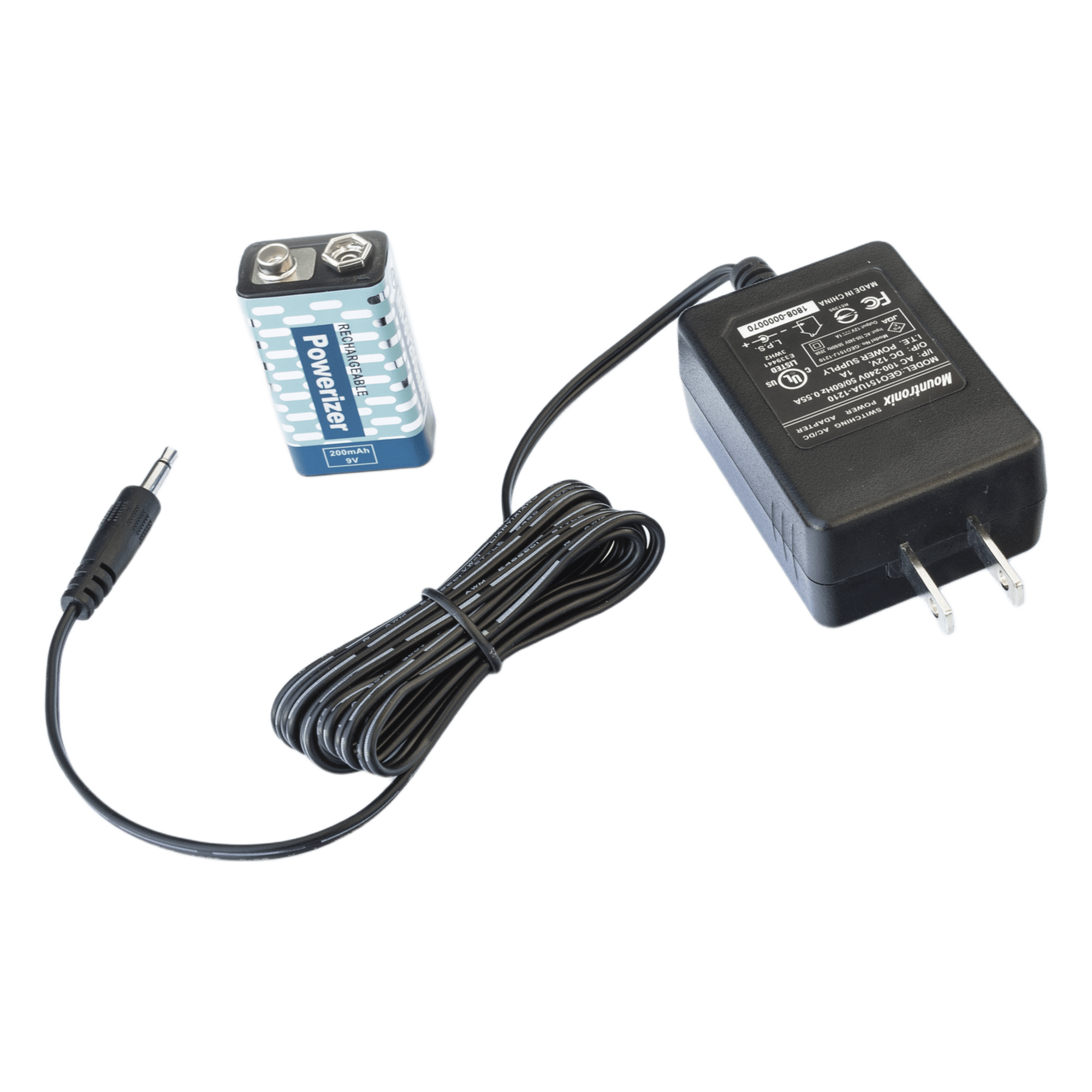 Cargador y batería recargable de 9 Vcc para detector portátil RANGER1000 / RANGER15000 — RANGER SECURITY DETECTORS · SKU 9VBCV2
