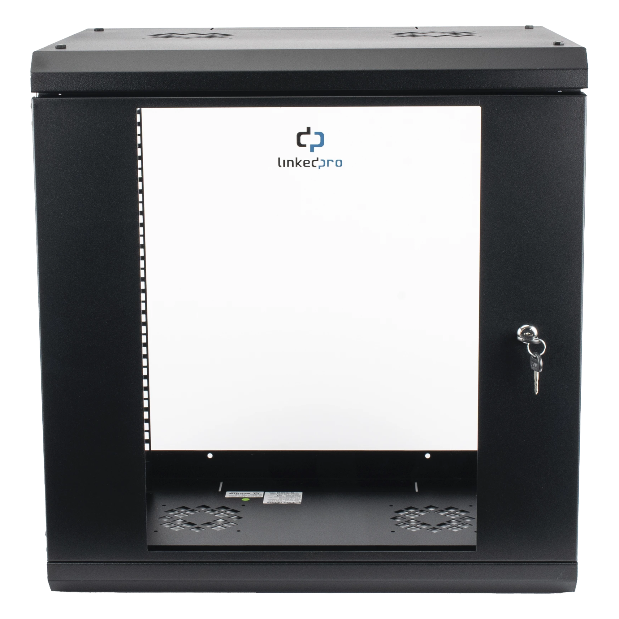 Gabinete de Pared con Puerta de Cristal Templado, 455mm de Profundidad, 12U Rack de 19'', Acero Reforzado — LINKEDPRO · SKU SR1912LH3GA