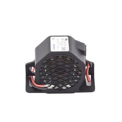 Alarma de reversa vehicular, 12-24 Vcc, 107 dBA