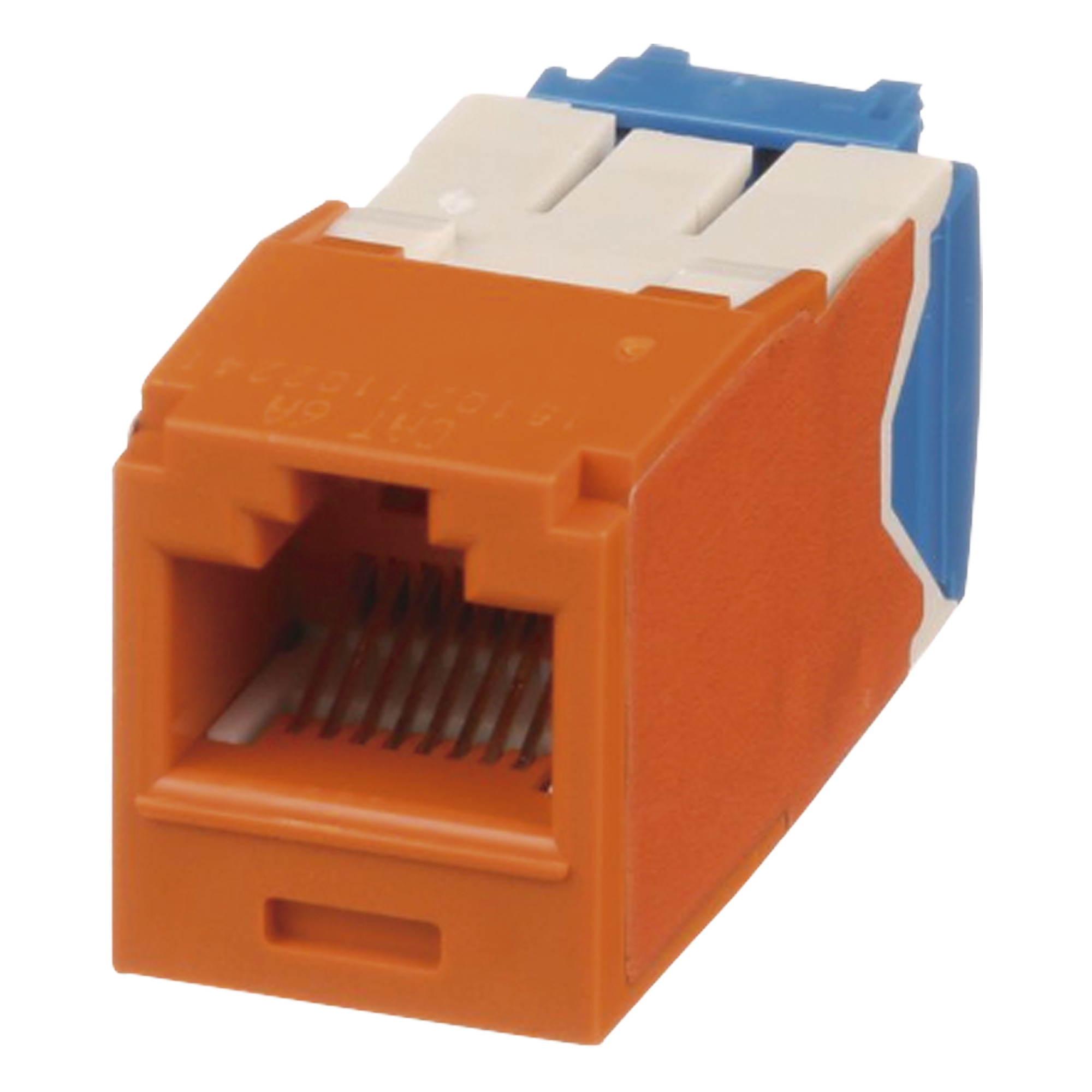 Conector Jack RJ45 Estilo TG, Mini-Com, Categoría 6A, de 8 Posiciones y 8 Cables, Color Naranja — PANDUIT · SKU CJ6X88TGOR