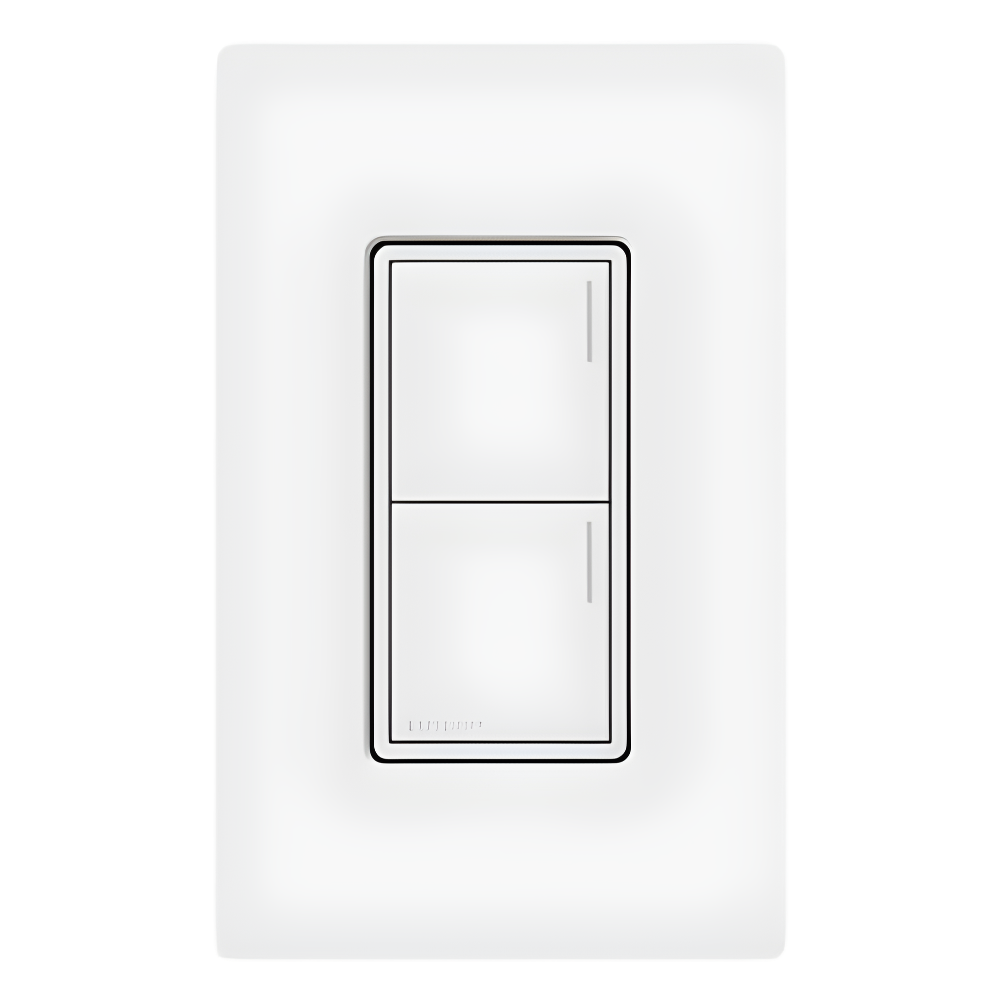 Teclado de pared Sunnata de 2 botones para escenas de luces, persianas y ventiladores, con barra luminosa ajustable, color blanco, para el sistema RadioRA 3 — LUTRON RADIORA 3 · SKU RRSTW2BWH