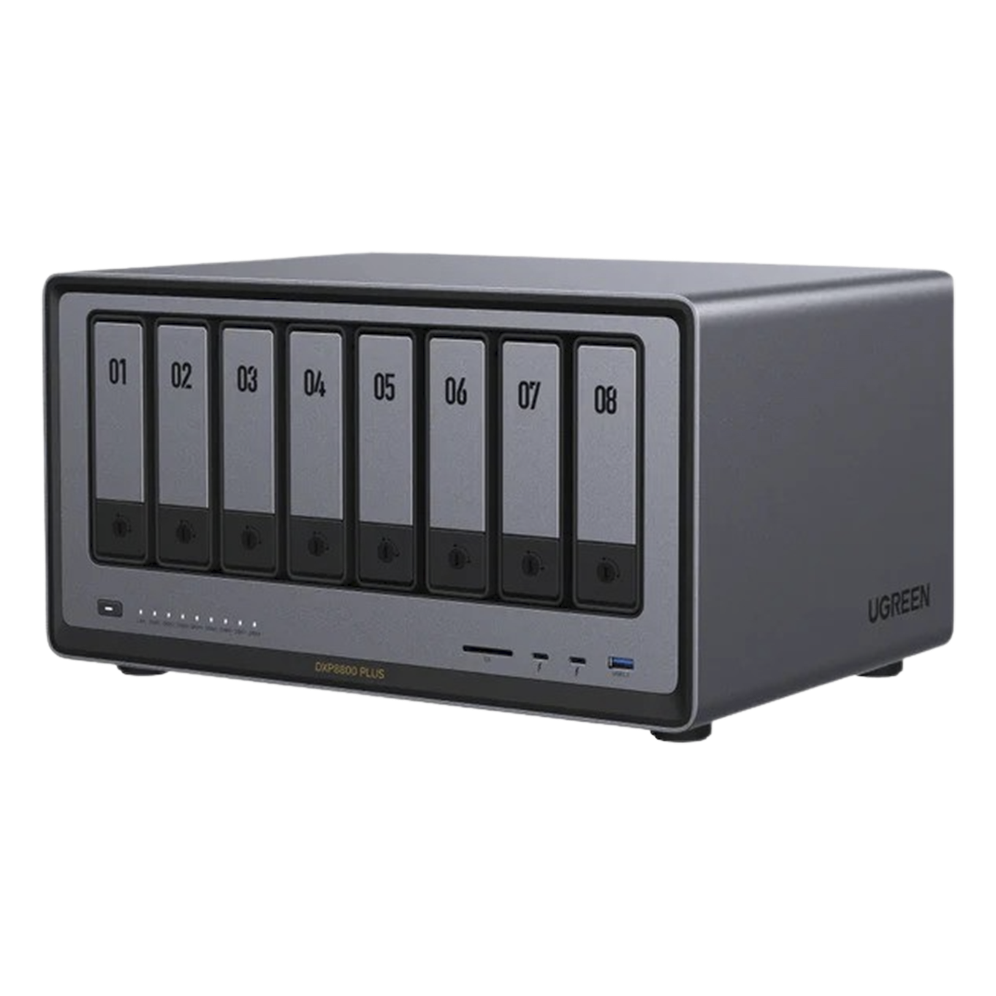 NAS UGREEN NASync DXP8800 Plus / Intel Core i5-1235U 10 Núcleos / 8 Bahías SATA + 2 M.2 NVMe / 2 Puertos 10GbE / Thunderbolt 4 / HDMI 8K / DDR5 Expandible 64GB / PCIe 4.0 x4