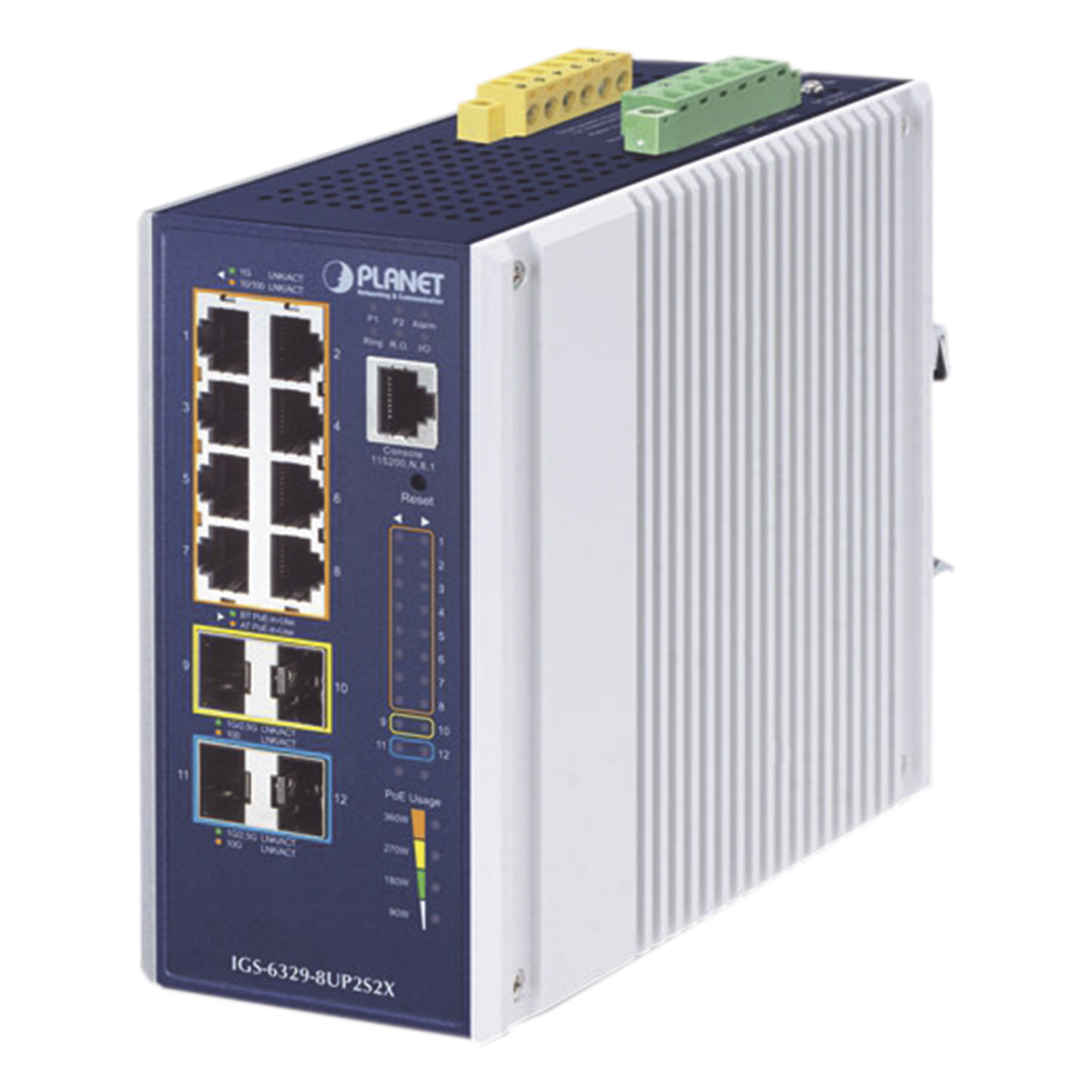 Switch Industrial Administrable Capa 3, Con 8 Puertos PoE Gigabit 802.3bt, 2 Puertos SFP de 1 G / 2.5 G, 2 Puertos SFP 10 G