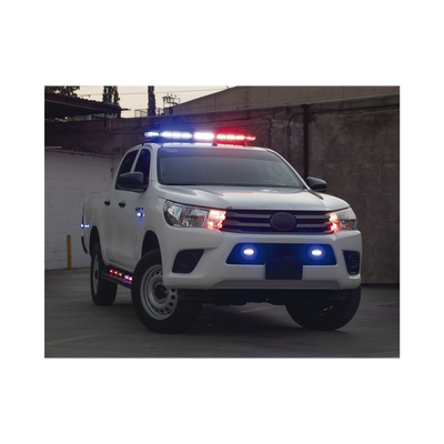 Barra de luces de 47" rojo/azul, 88 LED, con control de tráfico en color ámbar, ideal para equipar unidades de seguridad publica
