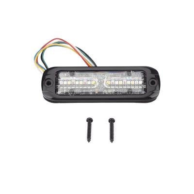 Luz Auxiliar de 18 LEDS, Tricolor Rojo/Azul/Blanco, Lente transparente, Bisel Negro