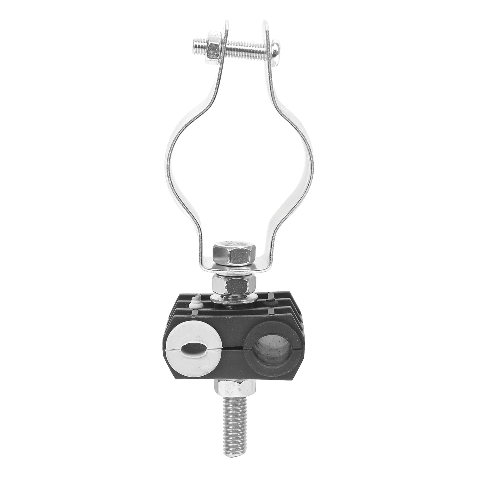 KIT de Un Sujetador de plástico para dos cables de 6 a 8 mm con todo y hardware de instalación en tubos de 1 1/4 in — SYSCOM TOWERS · SKU KITST68MCLICK1