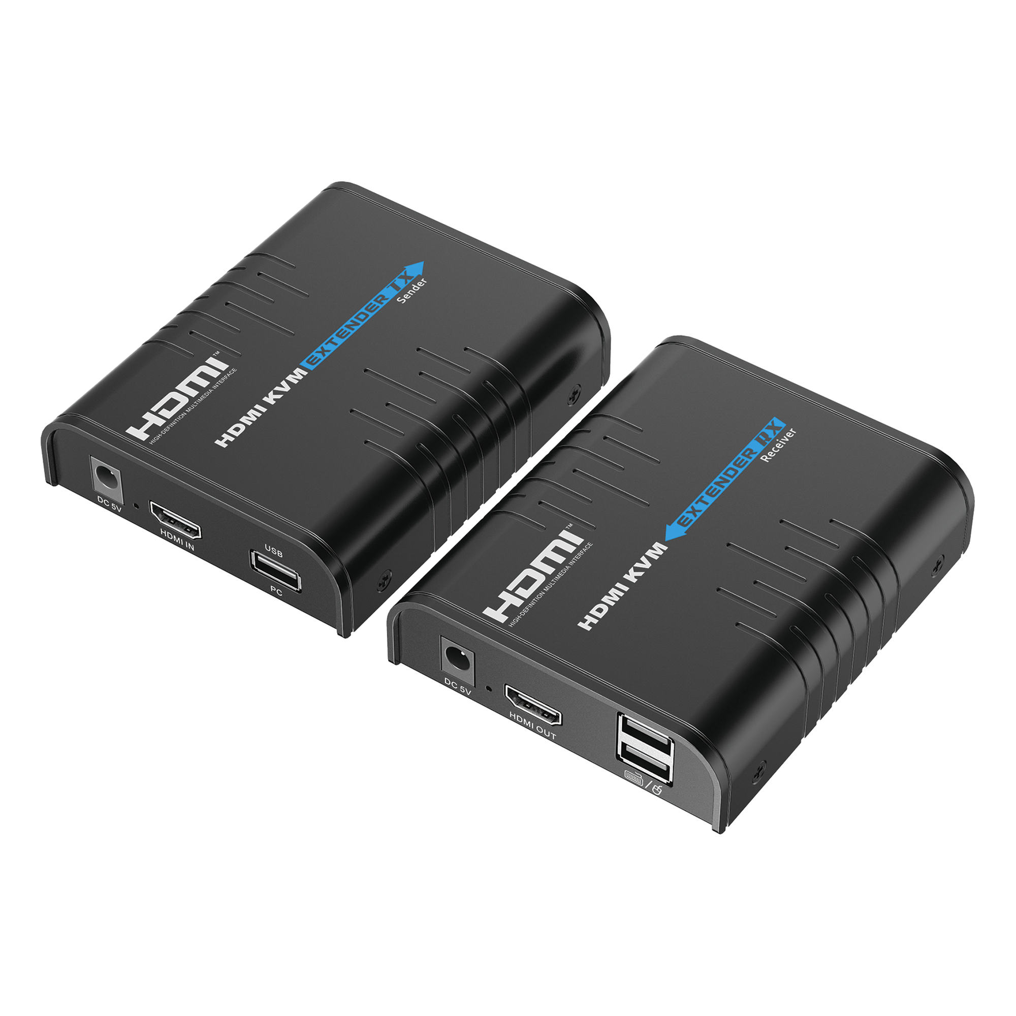 Kit extensor KVM (HDMI y USB) hasta 120 metros | Resolución 1080P @ 60 Hz | Soporta STP y UTP CAT6 | Soporta Switch Gigabit para control KVM múltiple | Soporta hasta 253 receptores | Transmite el Video y Controla tu DVR vía USB — EPCOM TITANIUM · SKU TT373KVM4.0