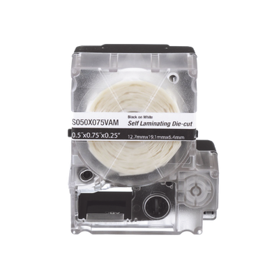 Casete de 200 Etiquetas Autolaminadas de 12.7 x 31.8 mm (0.5 x 1.25 pulgadas), para Cables de 3.1 a 7 mm (0.12 a 0.28 pulgadas) de Diámetro, Área de Impresión Color Blanco — PANDUIT · SKU S050X125VAM