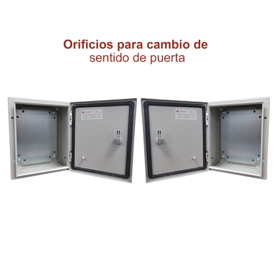Gabinete de Acero IP66 Uso en Intemperie (300 x 400 x 200 mm) con Placa Trasera Interior de Metal y Compuerta Inferior Atornillable (Incluye Chapa y Llave T).