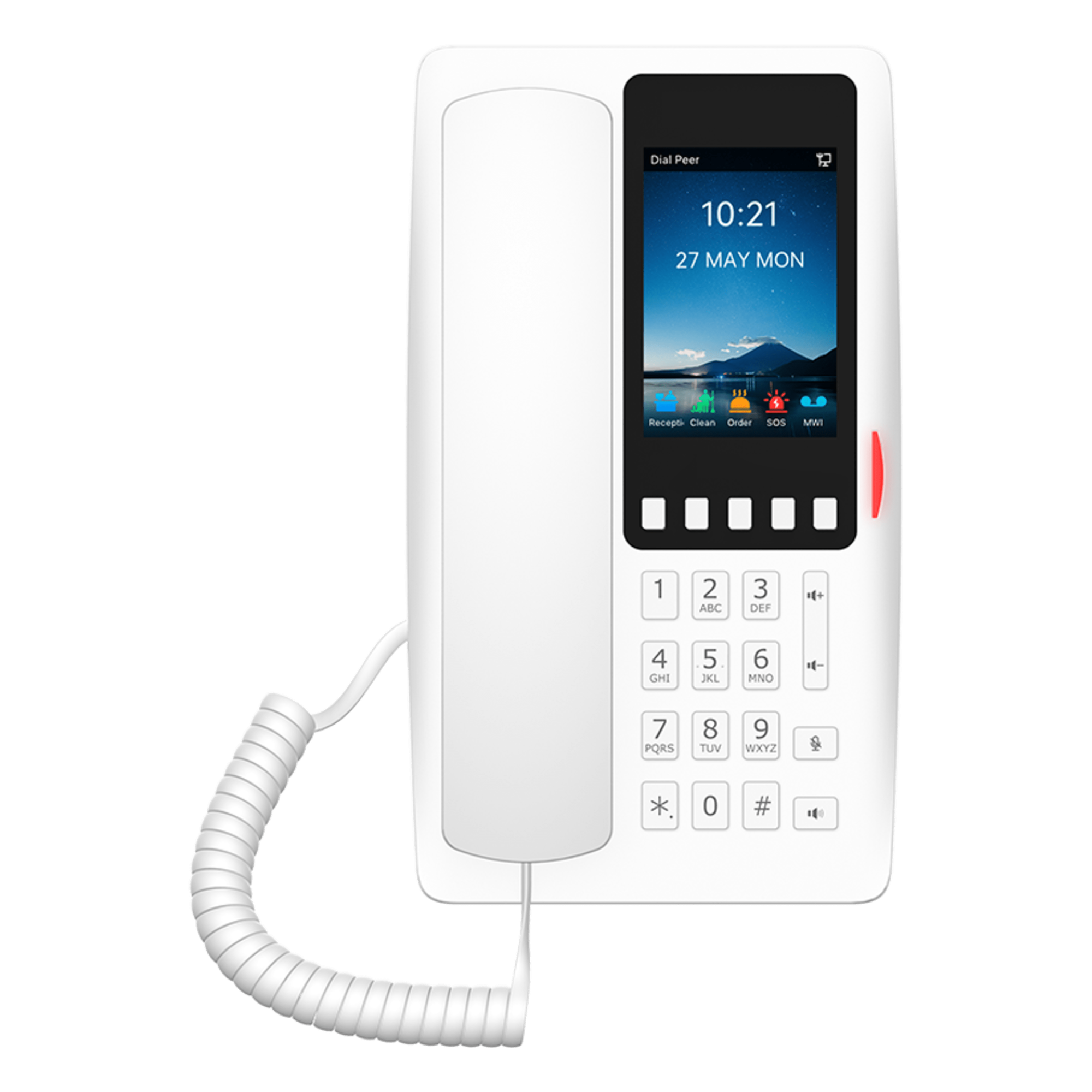 Teléfono IP Hotelero Wi-Fi 6 / Pantalla IPS 3.5" 320x480 / 2 Líneas SIP / 5 Teclas Programables / Puerto USB-A / PoE 802.3af / Audio HD / Diseño Blanco — FANVIL · SKU H6WW