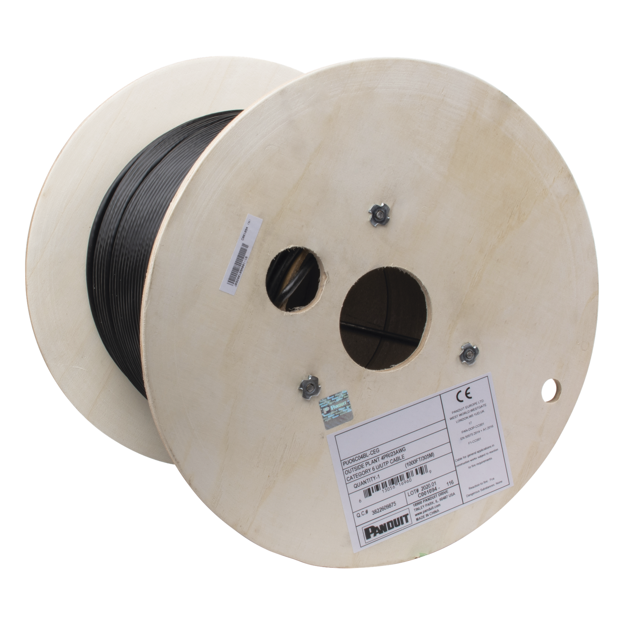 Cable UTP Cat6 / 23 AWG / Gel Relleno / Exterior UV / -40°C a 80°C / 305 m (1000 ft) — PANDUIT · SKU PUO6C04BL-CEG