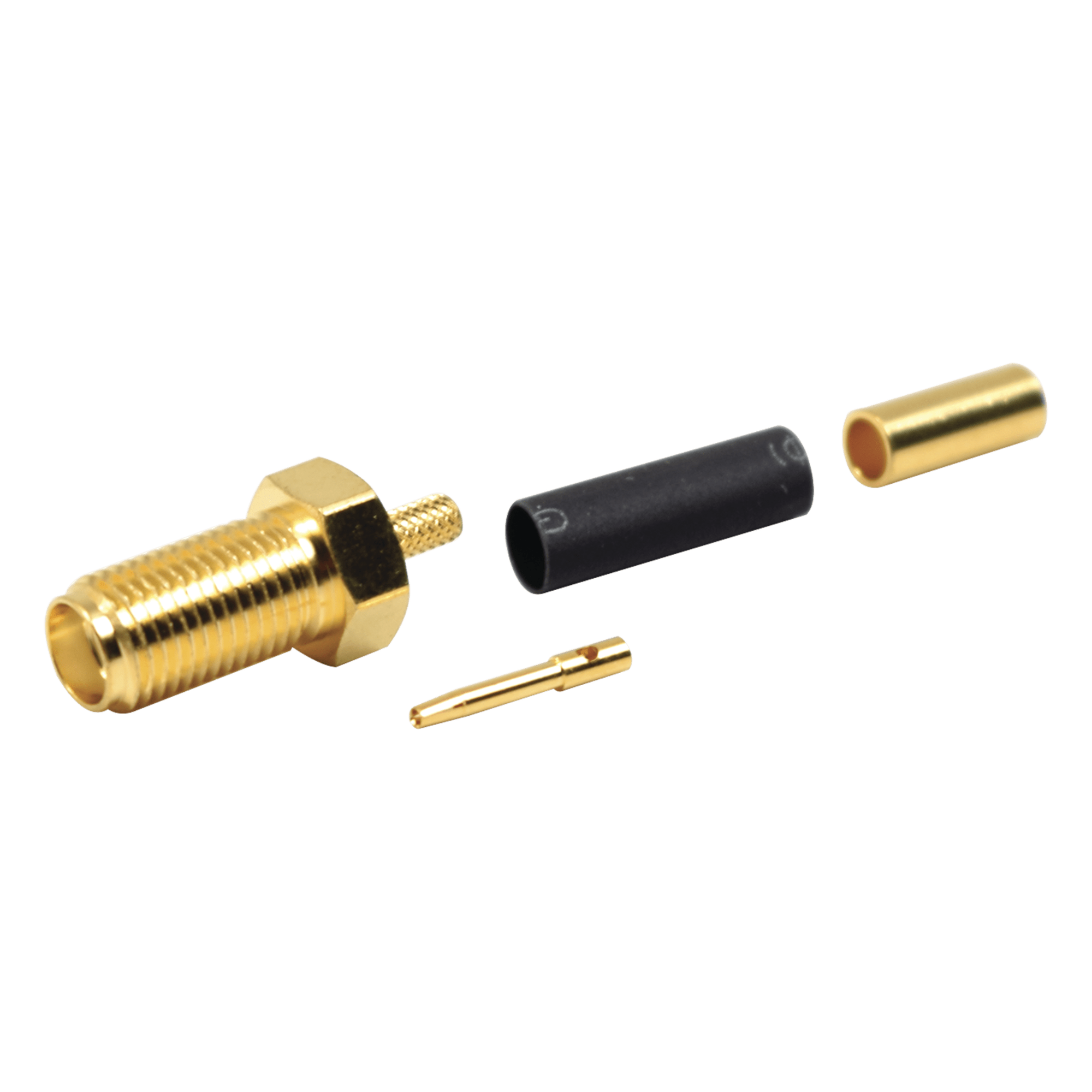Conector SMA Hembra de Anillo Plegable para Cables RG-174/U, 8216, Oro/ Oro/ Teflón. — RF INDUSTRIES,LTD · SKU RSA-3050-1B