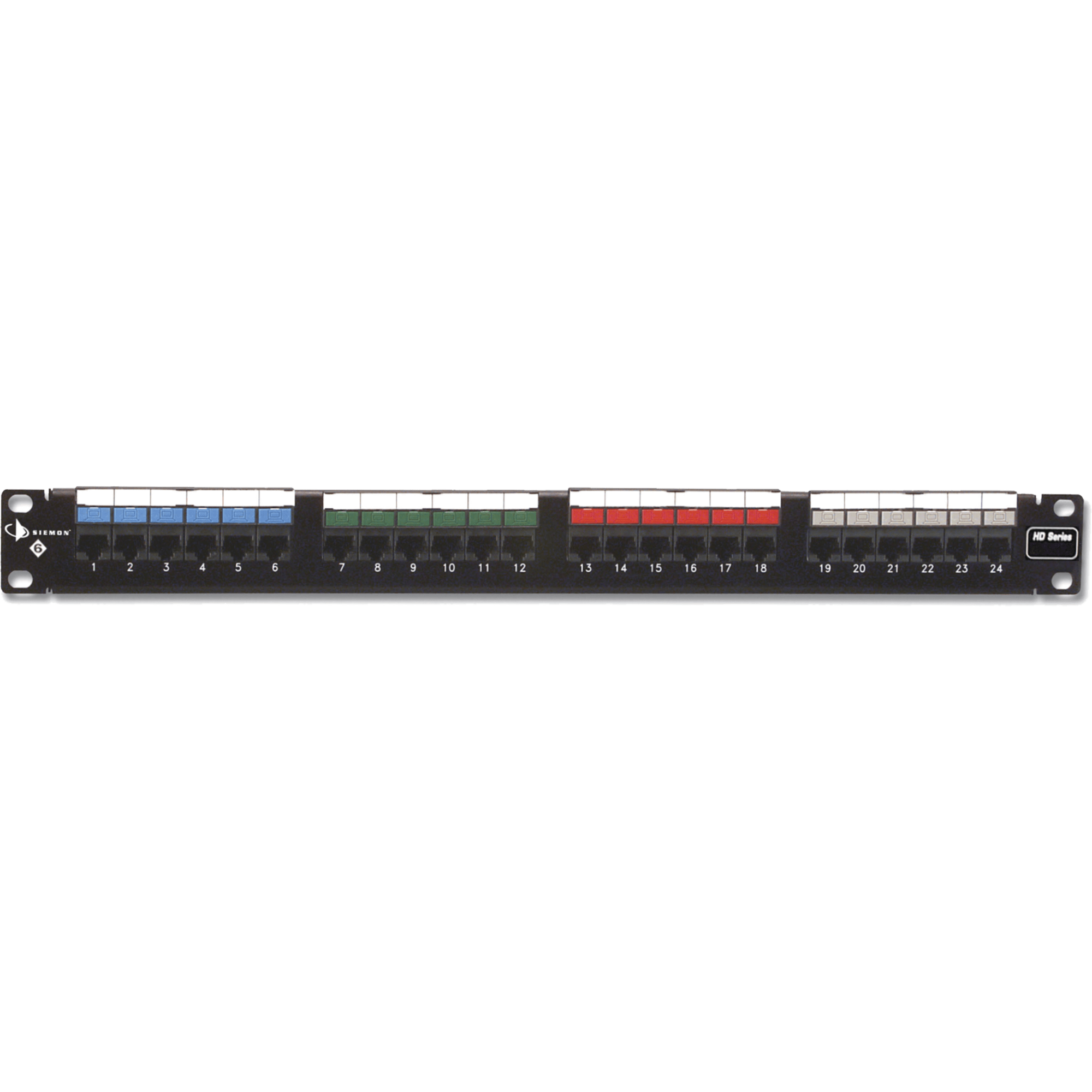 Patch Panel UTP HD6 de 24 Puertos, Precargado con Jacks Categoría 6, Plano, 1UR