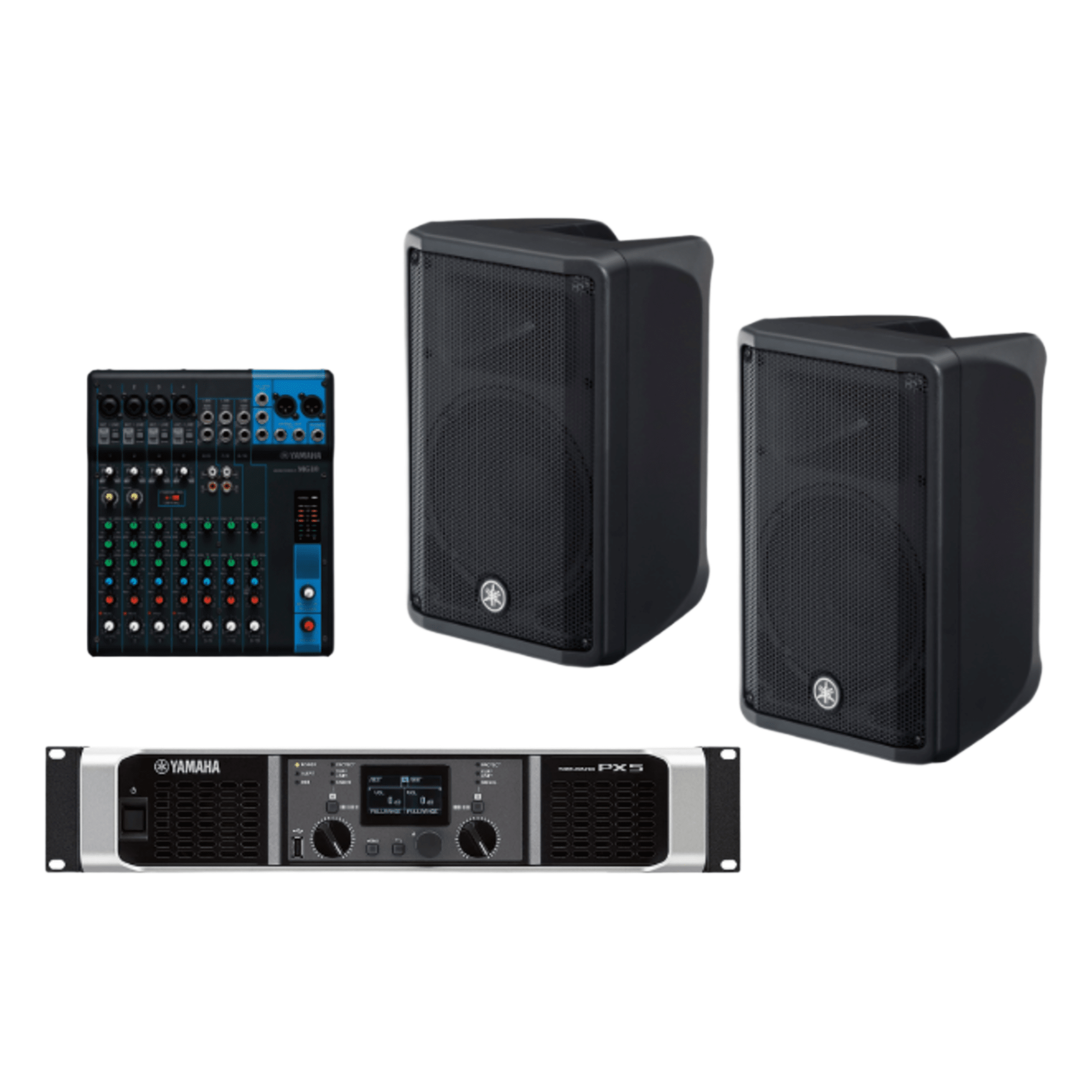 Kit Refuerzo Sonoro y Mixer | Incluye 2 Bocinas CBR10 | Amplificador PX5 | Mezclador MG10 | Ideal para PA — YAMAHA · SKU CBR10KIT/PA