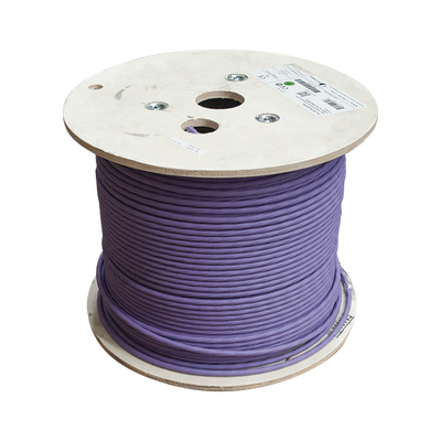 Bobina de Cable Blindado S/FTP de 4 Pares, Cat7A, Inmune a Ruido e Interferencias, LS0H (Bajo Humo, Cero Halógenos), Color Violeta, 305 Metros (1000 Pies)