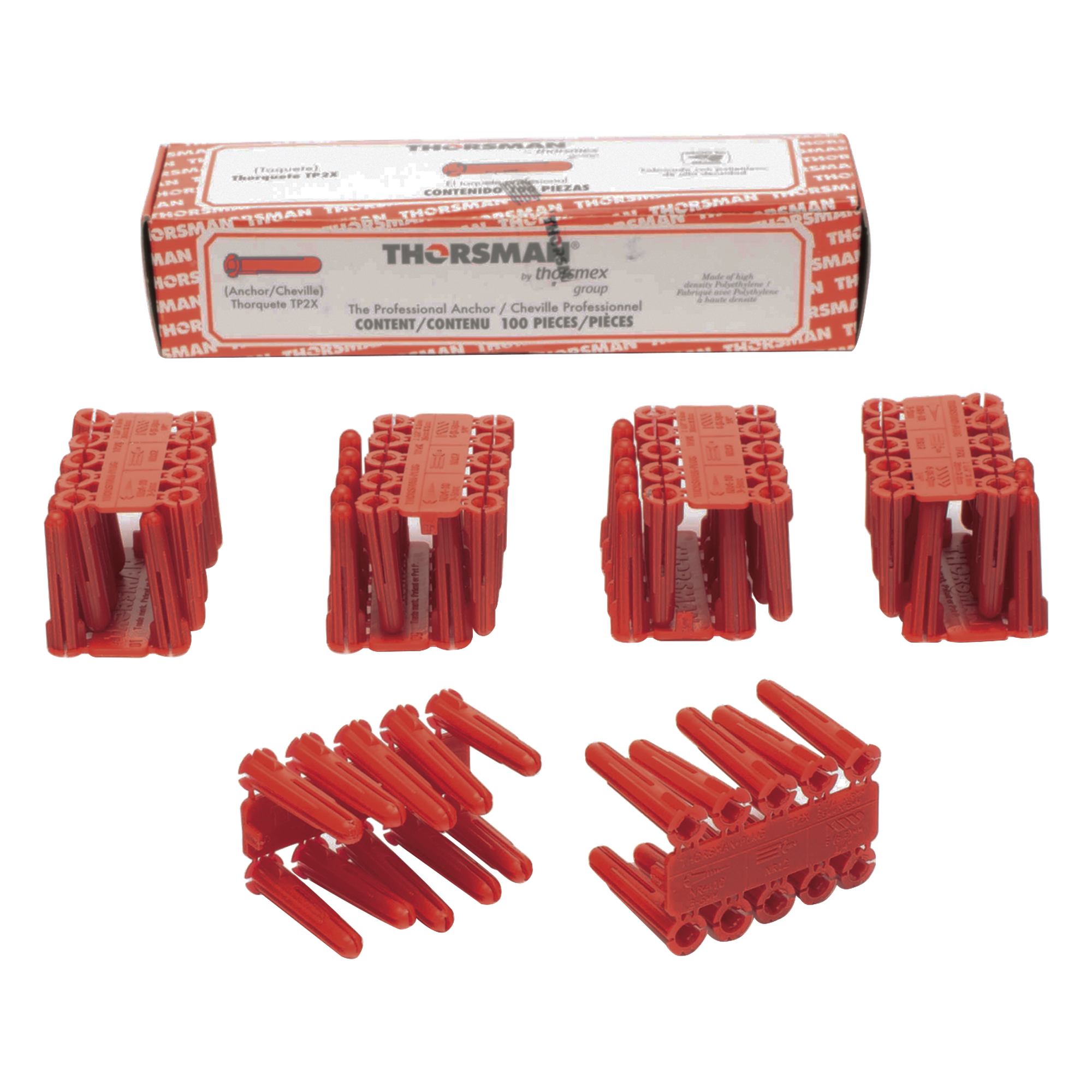 Taquete de 1/4 plástico paquete de 100 piezas para fijar objetos con tornillo en muros y techos de concreto o superficies sólidas, compatible con tornillo TH10X de 10 x 1 1/2" (1103-03100)