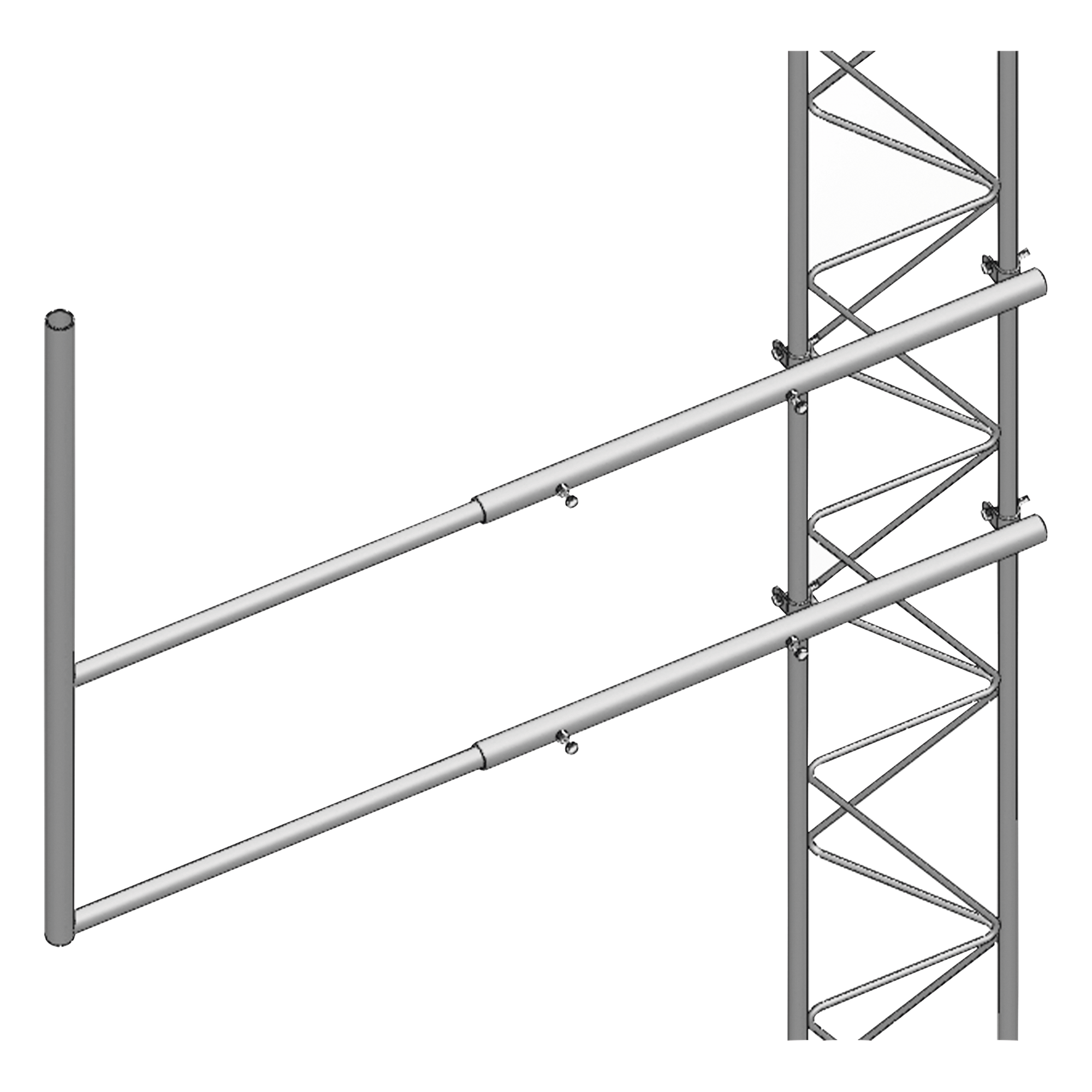 Brazo Lateral para Torre / Acero ASTM A36 / Galvanizado Electrolítico ASTM B-633 / Tubo 1' Ced. 30 / Altura 1 m (3.28 ft) / Peso 7.35 kg / Compatible STZ35 — SYSCOM TOWERS · SKU SBL-35