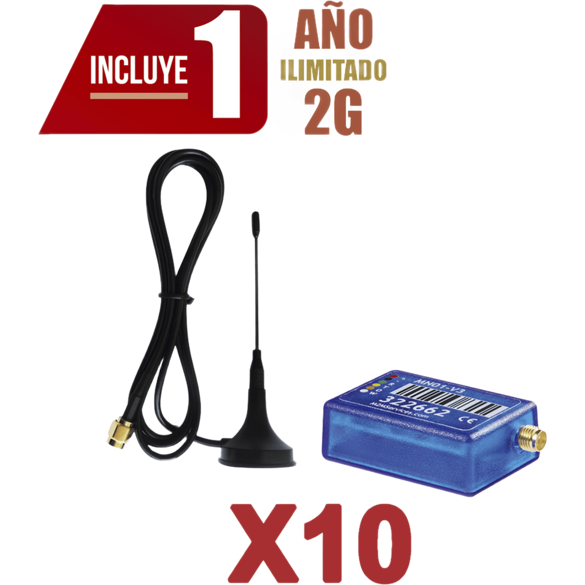 KIt de 10 Comunicadores de Alarma MINI012G con Antena 2G / Incluyen 1 Año de Cobertura / Aplicación Gratuita / Cero Configuración / Compatible Honeywell/DSC/CROW/PIMA