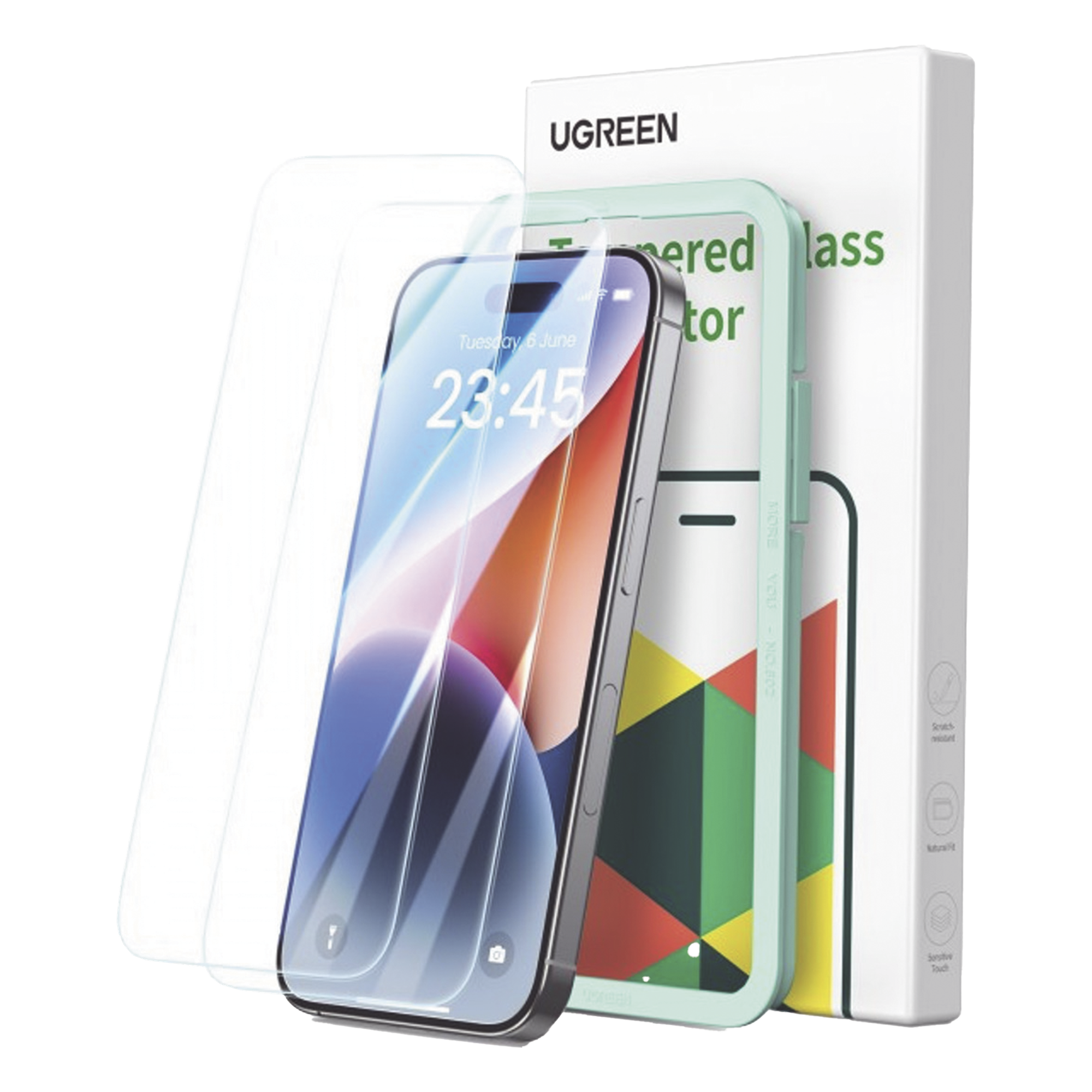 Protector de pantalla UGREEN HD con marco de instalación para iPhone 16 Pro Max (paquete de 2) · SKU 45974