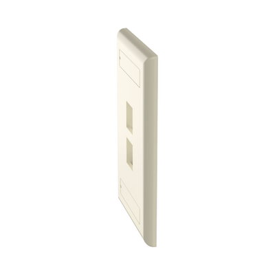 Placa de Pared Vertical, Salida Para 2 Puertos Keystone, Con Espacios Para Etiquetas, Color Marfil