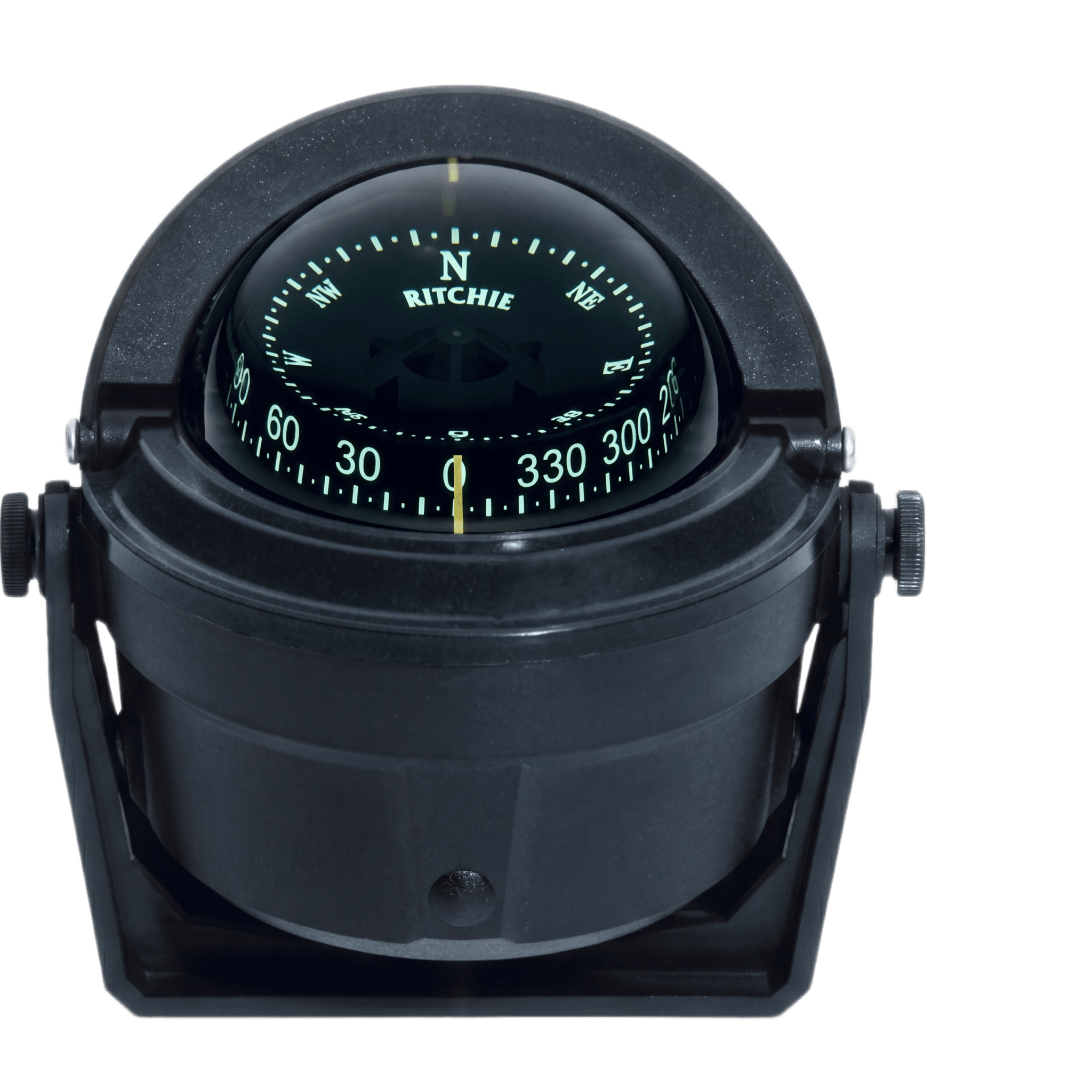 Brújula de Navegación Marítima Ritchie Voyager B-81R / Montaje en Bracket / CombiDial 3" (76 mm) / Iluminación NiteVu Verde / DirectiveForce Magnets / Escudo Solar Móvil / 100% Reparable