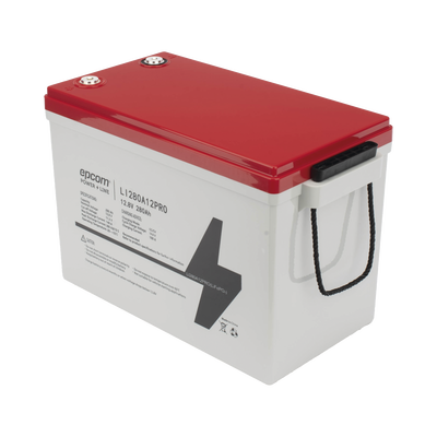 Batería de Litio Ciclo Profundo / 12.8 Vcc 280Ah (3.58 kWh) / LiFePO4 / 6000 Ciclos / Descarga 140A / Carga Rápida 100A / Solar y Marina / BMS con Corte a 11.2V