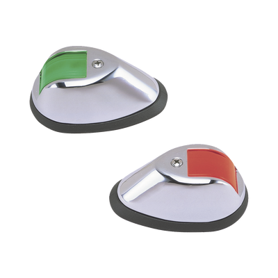 Set de Luces de Navegación Verticales en Carcasa Cromada en Color Rojo/Verde para Embarcaciones a Motor de Hasta 20 Metros 