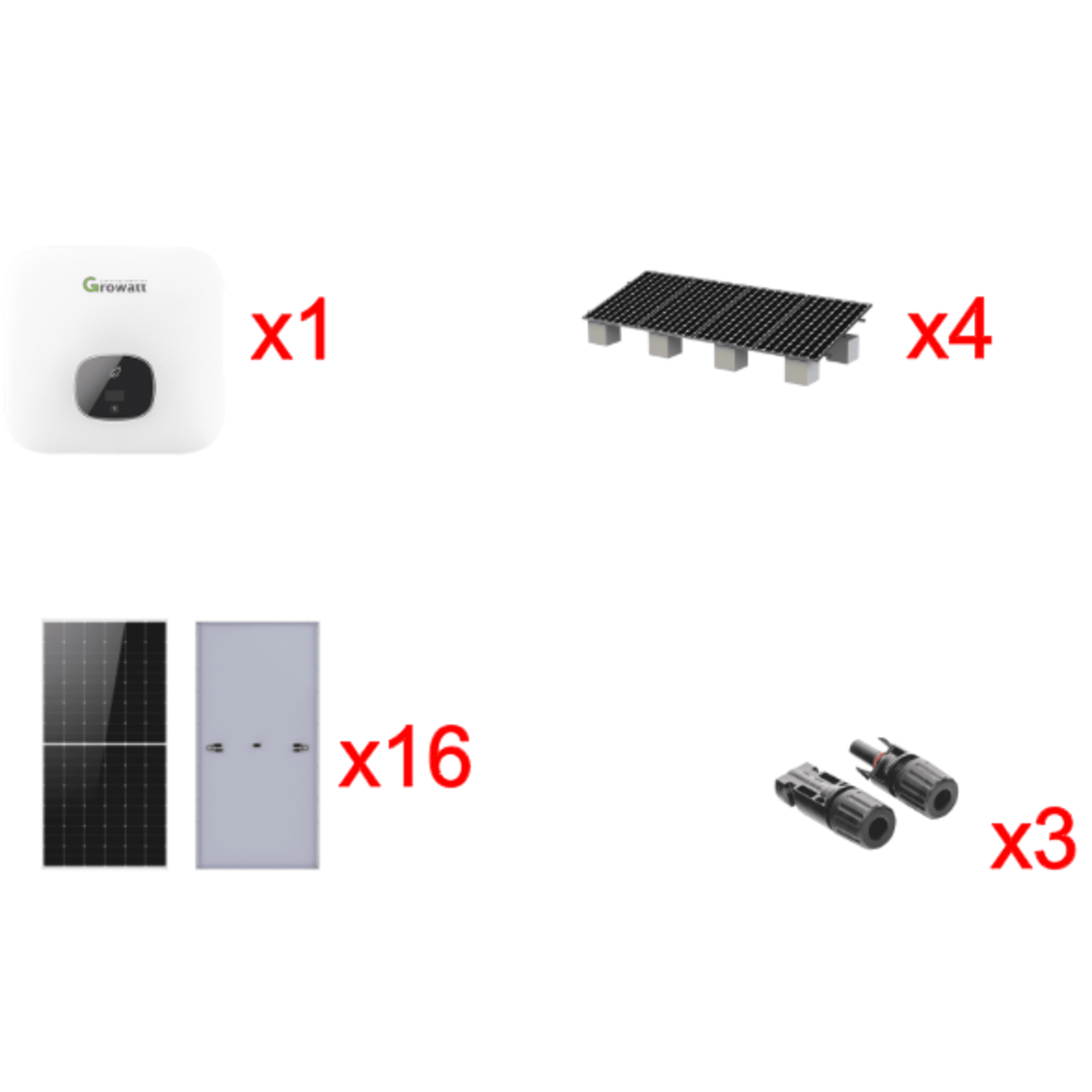 Kit Solar Interconexion  / 10kW  220Vca / Inversor GROWATT / Montaje Incluido   · SKU MIN10000KIT1