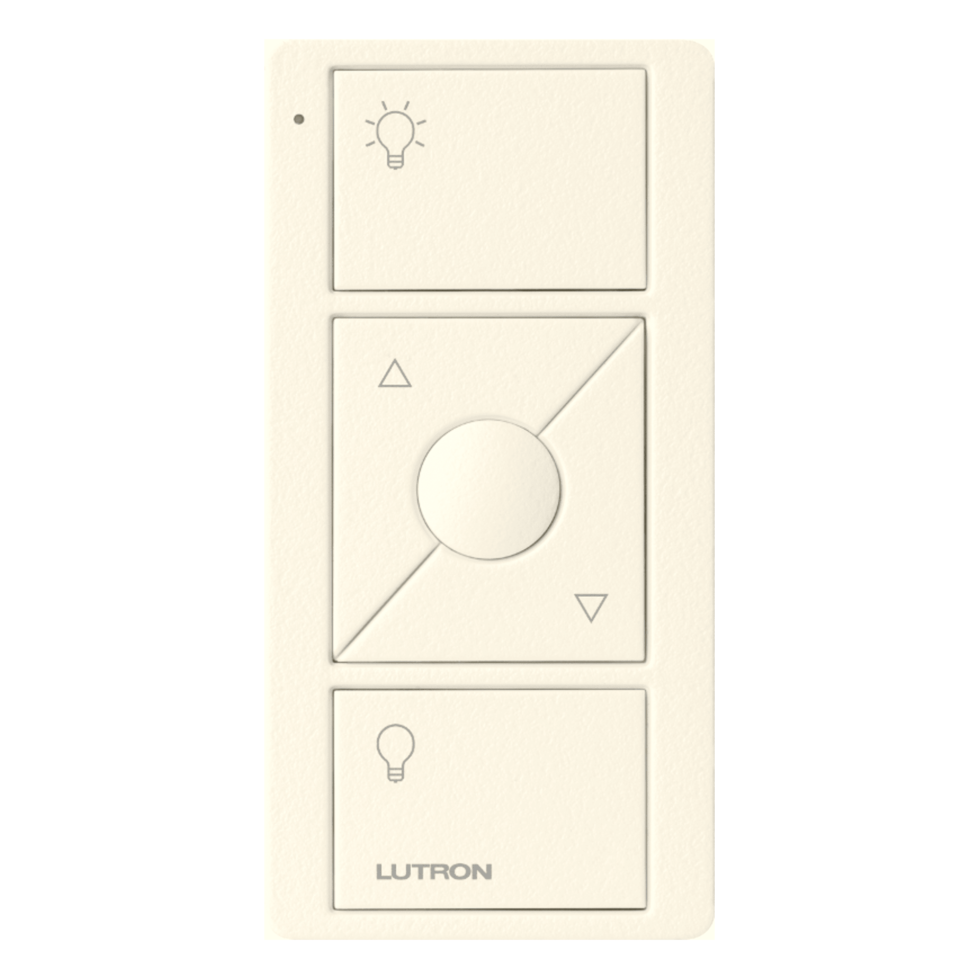 Control Pico inalámbrico de 3 botones con encendido, apagado y ajuste de intensidad, color Biscuit, para atenuadores Caseta y RA2 — LUTRON ELECTRONICS · SKU PJ23BRLTBIL01