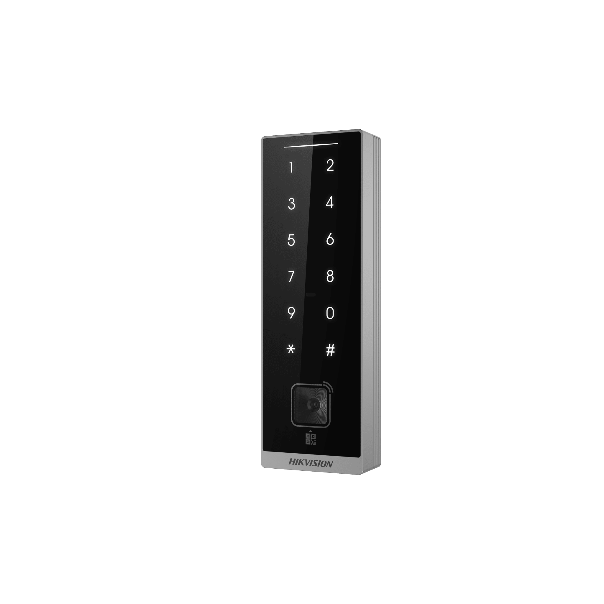 Teclado Esclavo con Lector de Tarjetas Virtuales Bluetooth y Códigos QR / Tarjetas MIFARE y PROX EM / Contraseñas / RS-485 Wiegand OSDP / Frecuencias 13.56 MHz y 125 KHz / Autenticación Tarjeta PIN QR Bluetooth / Táctil