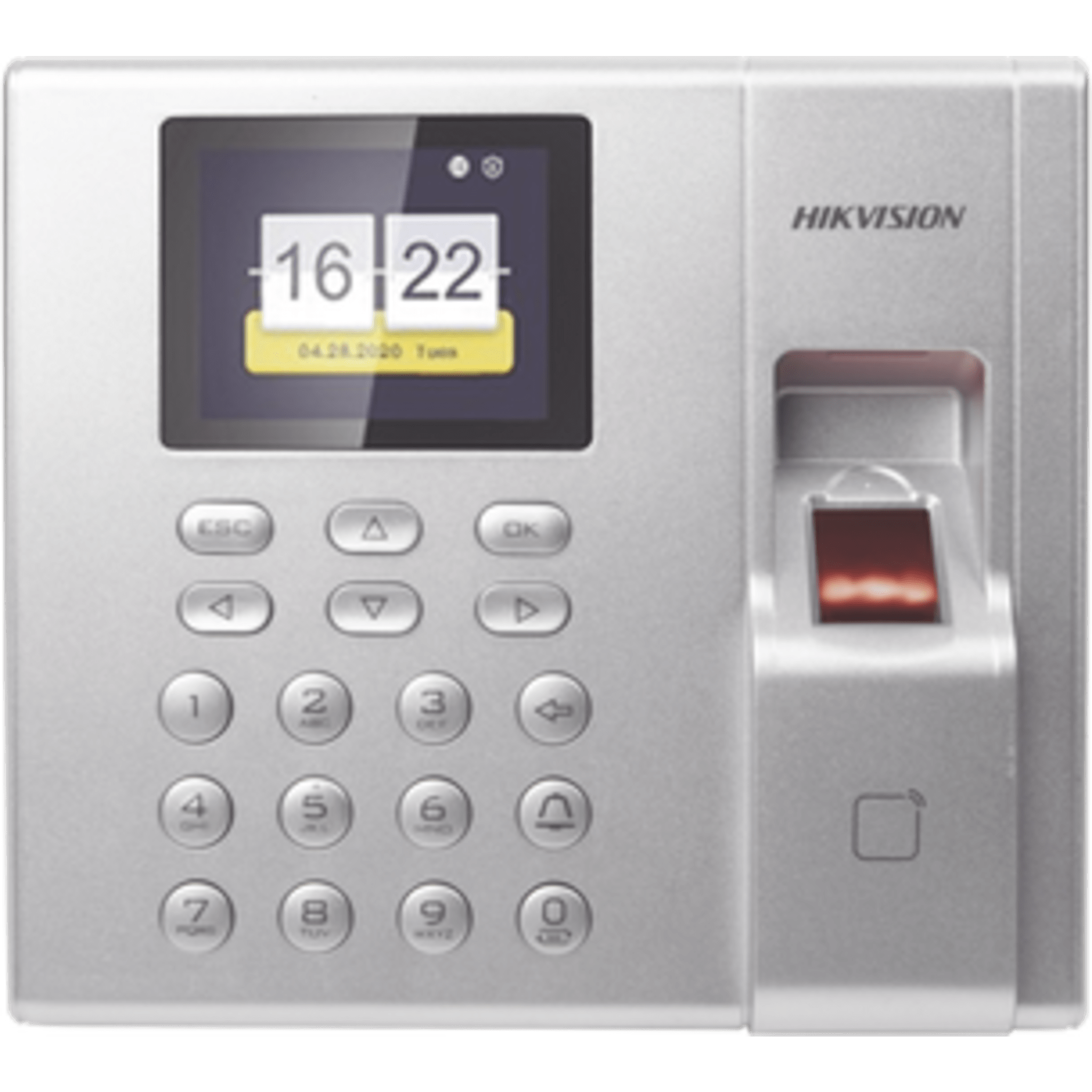Terminal de Control de Acceso y Asistencia compatible con APP Hik-Connect (P2P) / Lectura de Huella y de Tarjetas EM / Soporta hasta 1000 Huellas / Relevador para Chapa / Software iVMS4200