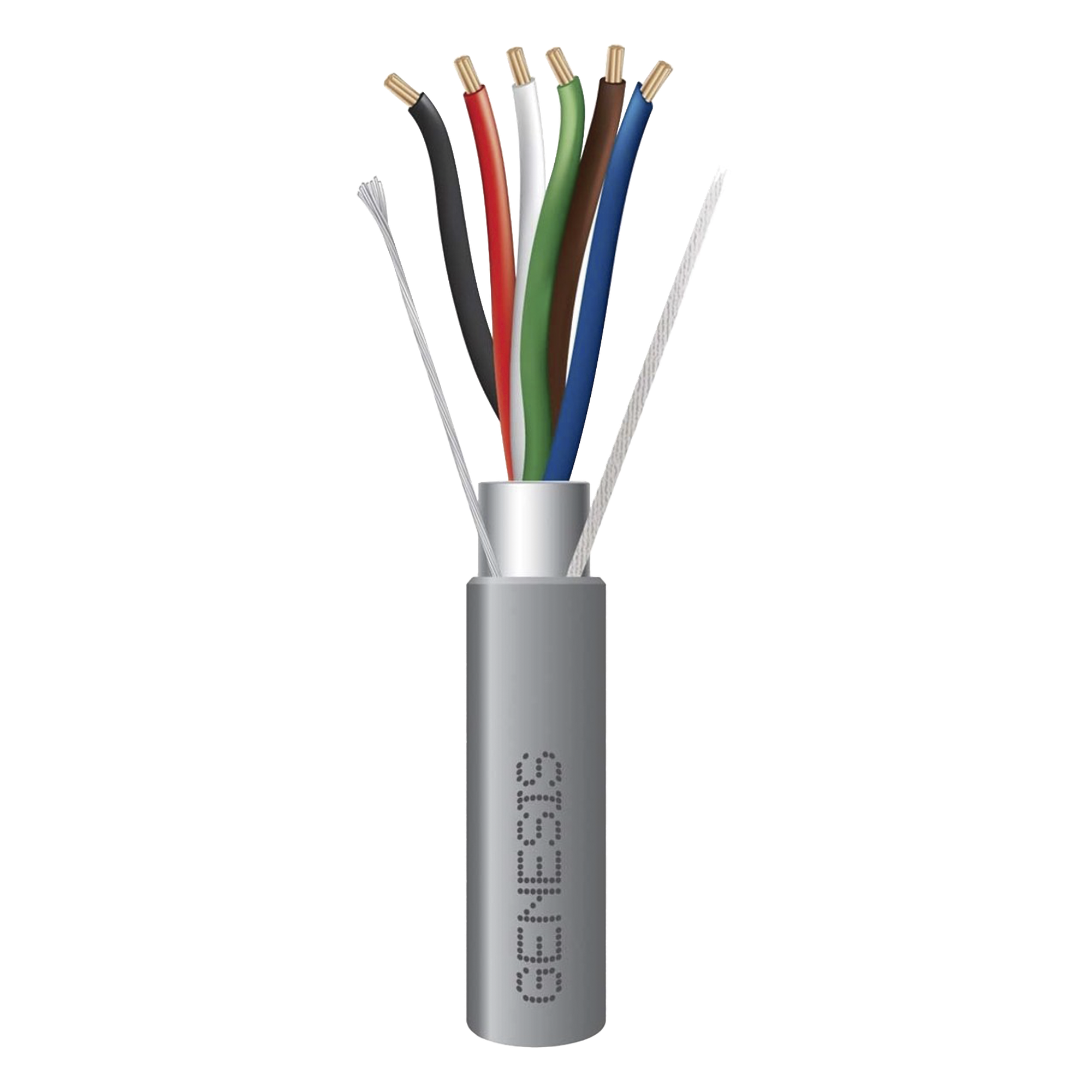 Bobina de 305 Metros (1000 Pies) de Cable / 6 x 22 AWG Blindado / Riser / Color Gris / Para Aplicaciones de Audio, Seguridad y Control — GENESIS · SKU 2206-1109/1000