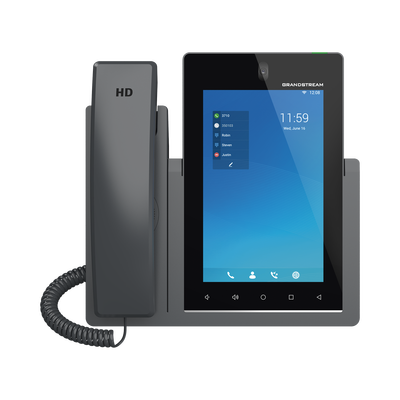 Teléfono IP Android 11, 16 líneas SIP con 16 cuentas, pantalla táctil 7", puertos Gigabit, Wi-Fi, Bluetooth, PoE, codec Opus, IPV4/IPV6 con gestión en la nube GDMS