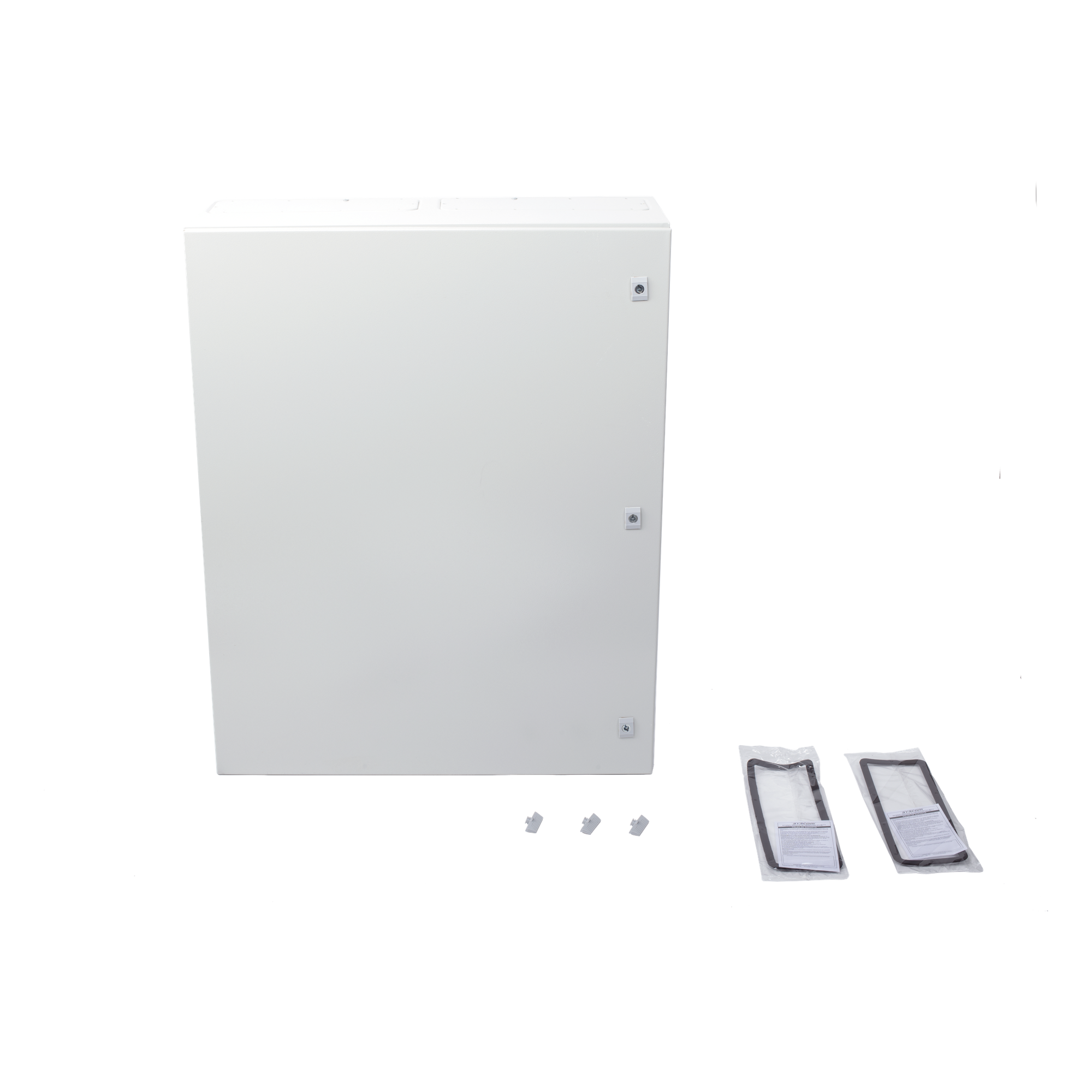 Gabinete de Acero IP66 Uso en Intemperie (800 x 1000 x 300 mm) con Placa Trasera Interior Metálica y Compuerta Inferior Atornillable (Incluye Chapas y Llaves T).