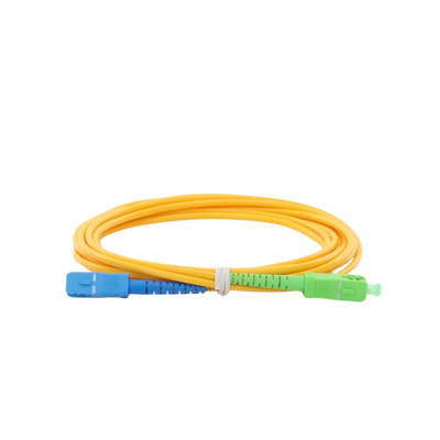 Jumper de Fibra Óptica Monomodo SC/UPC-SC/APC Simplex, Color Amarillo, 3 Metros (9.84 Pies), 3 mm