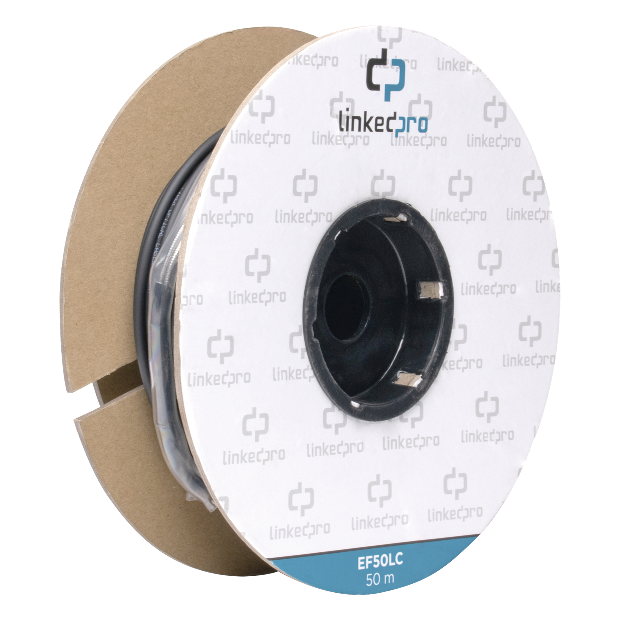Carrete de Fibra Óptica / Monomodo 9/125 / LC-LC Dúplex / 50 m (164.04 pies) / Tight Buffer / Kevlar / Subterráneo por Tubería — LINKEDPRO BY EPCOM · SKU EF-50-LC
