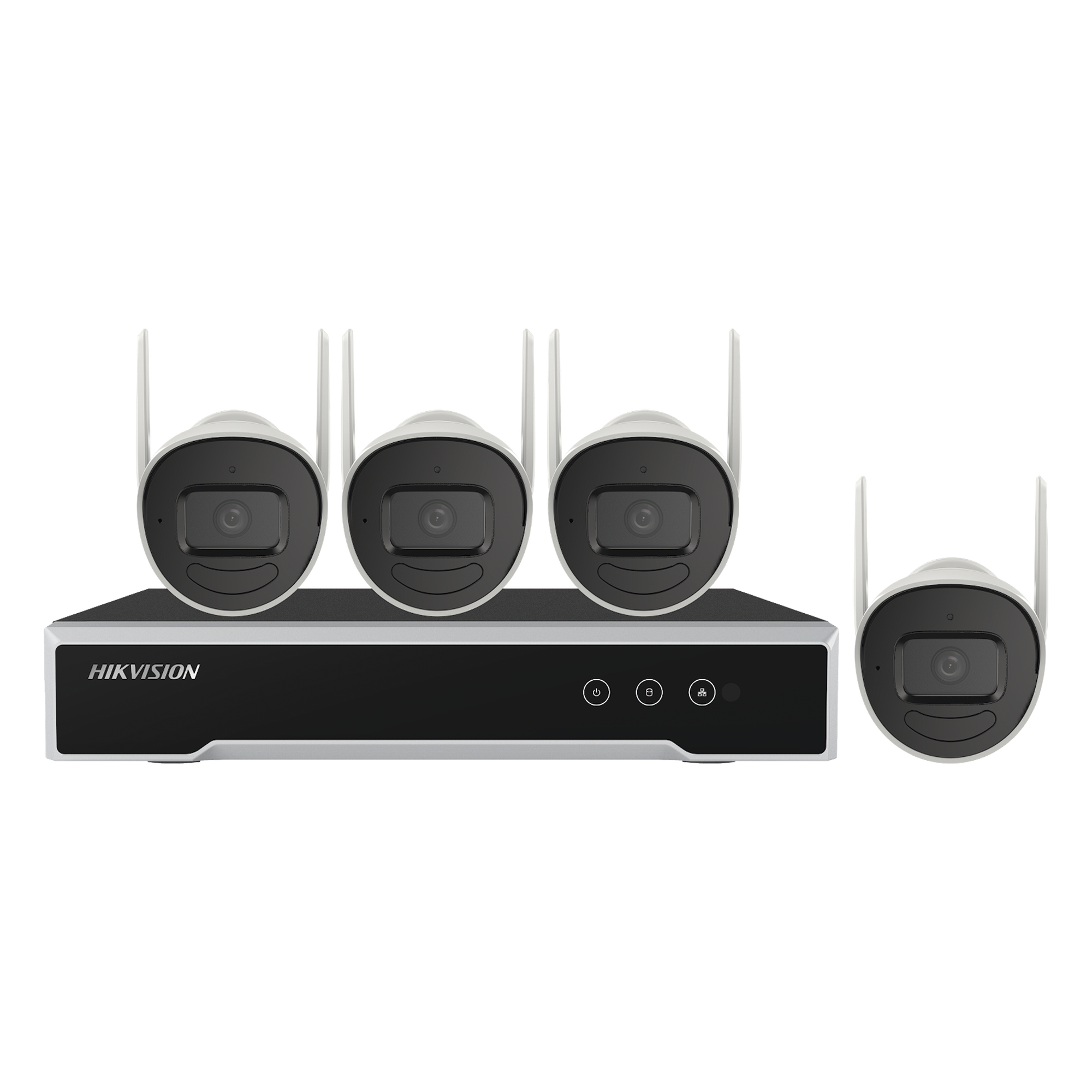 Kit IP Inalámbrico 4 Megapixel / NVR 4 Canales / 4 Cámaras Bala para Exterior / 1 HDD de 1 TB / Modo Repetidor — HIKVISION · SKU NK44W0H-1T(E)