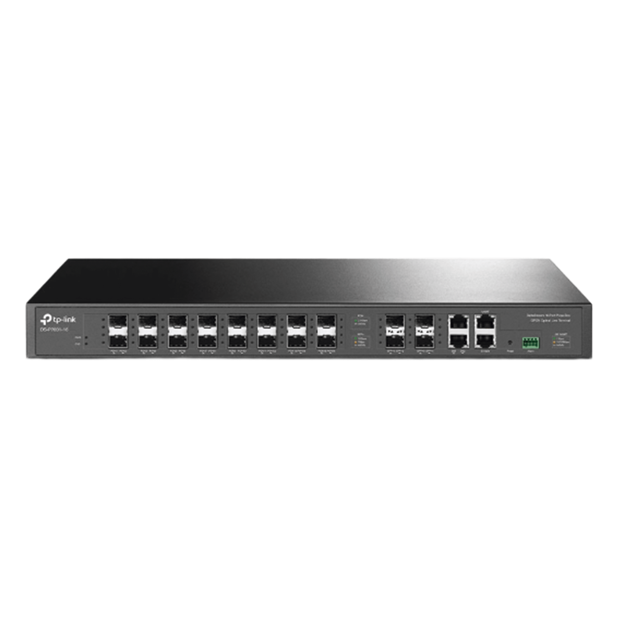 DeltaStream - OLT de 16 puertos GPON / Conexión de hasta 2,048 ONUs / 2 Puertos Gigabit RJ45 Uplink / 4 Puertos SFP+ Uplink / Fuentes Redundantes AC- AC (incluidas) / Administración desde la nube (DPMS)