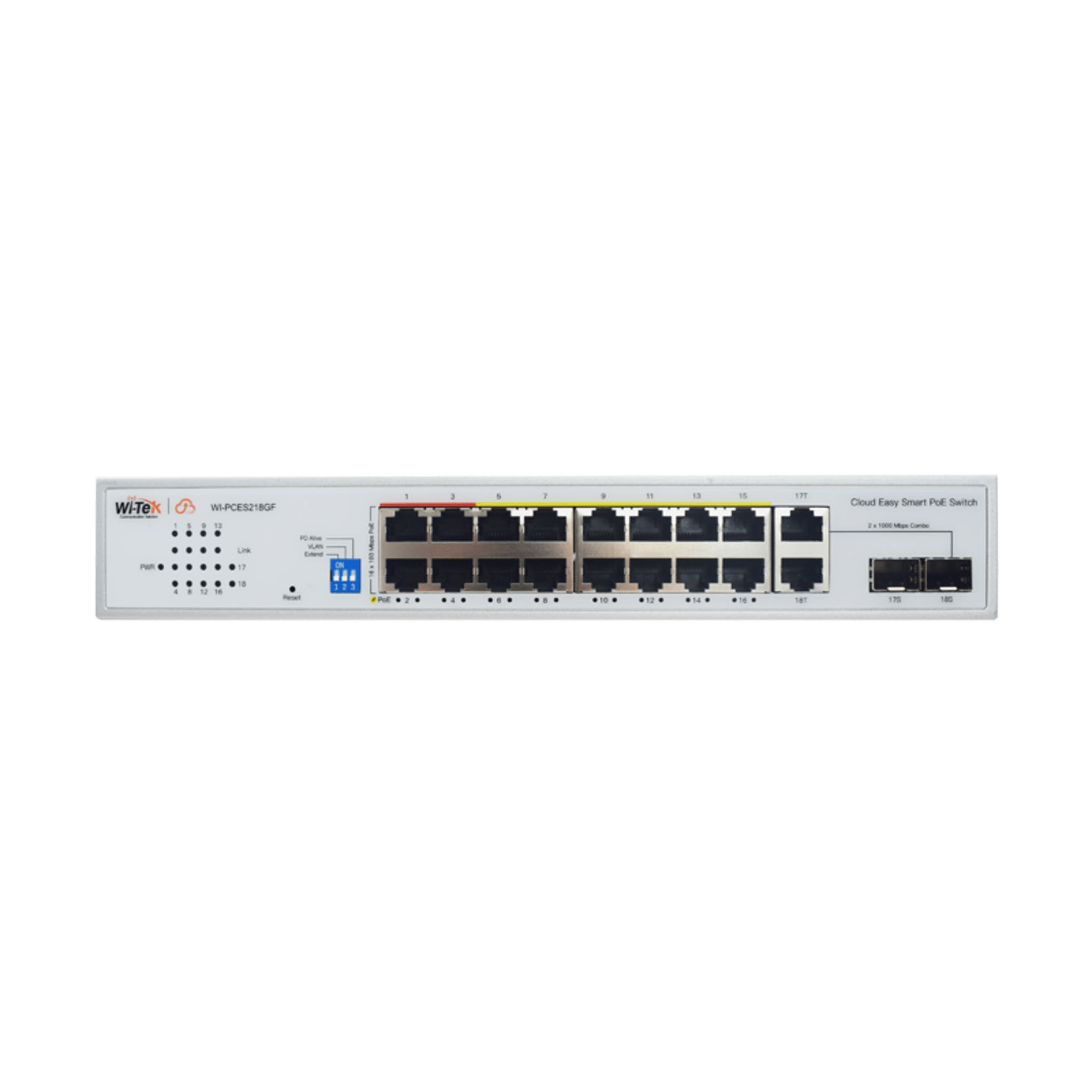 Switch PoE / Administración en la nube / Con 4 puertos 10/100 Mbsp PoE af/at / 2 Puertos Uplink 10/100 MBPS / Presupuesto 60 W / PoE hasta 250 metros / Soporta protocolo ONVIF