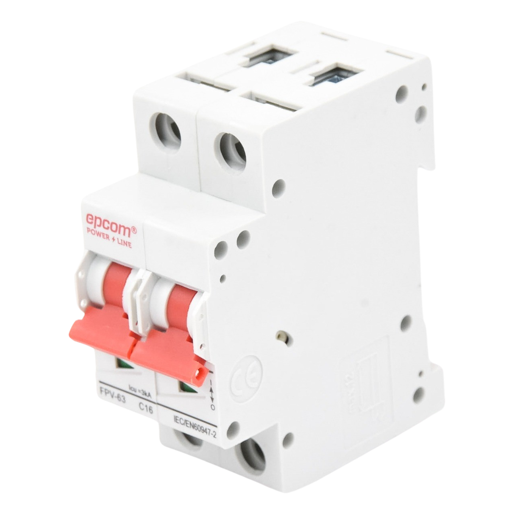 Protección Térmica/ Interruptor 2P, 16A,  Corriente Directa  800 Vcc para Aplicación Fotovoltaica Montaje Riel DIN