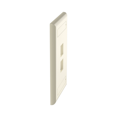 Placa de Pared Vertical, Salida Para 2 Puertos Keystone, Con Espacios Para Etiquetas, Color Marfil