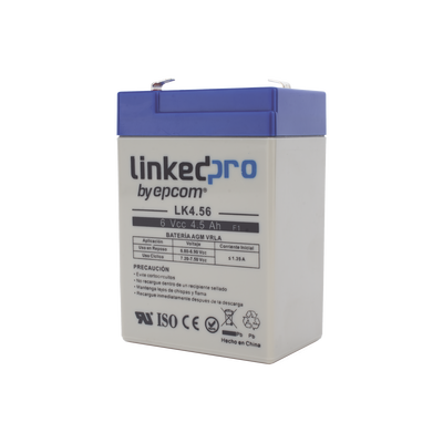 Batería de respaldo 6 V | 4.5 Ah | AGM | Especial para Seguridad Electrónica | UPS | Sistemas de Emergencia | Vida útil 5 años | Terminales F1 + Adaptador F2