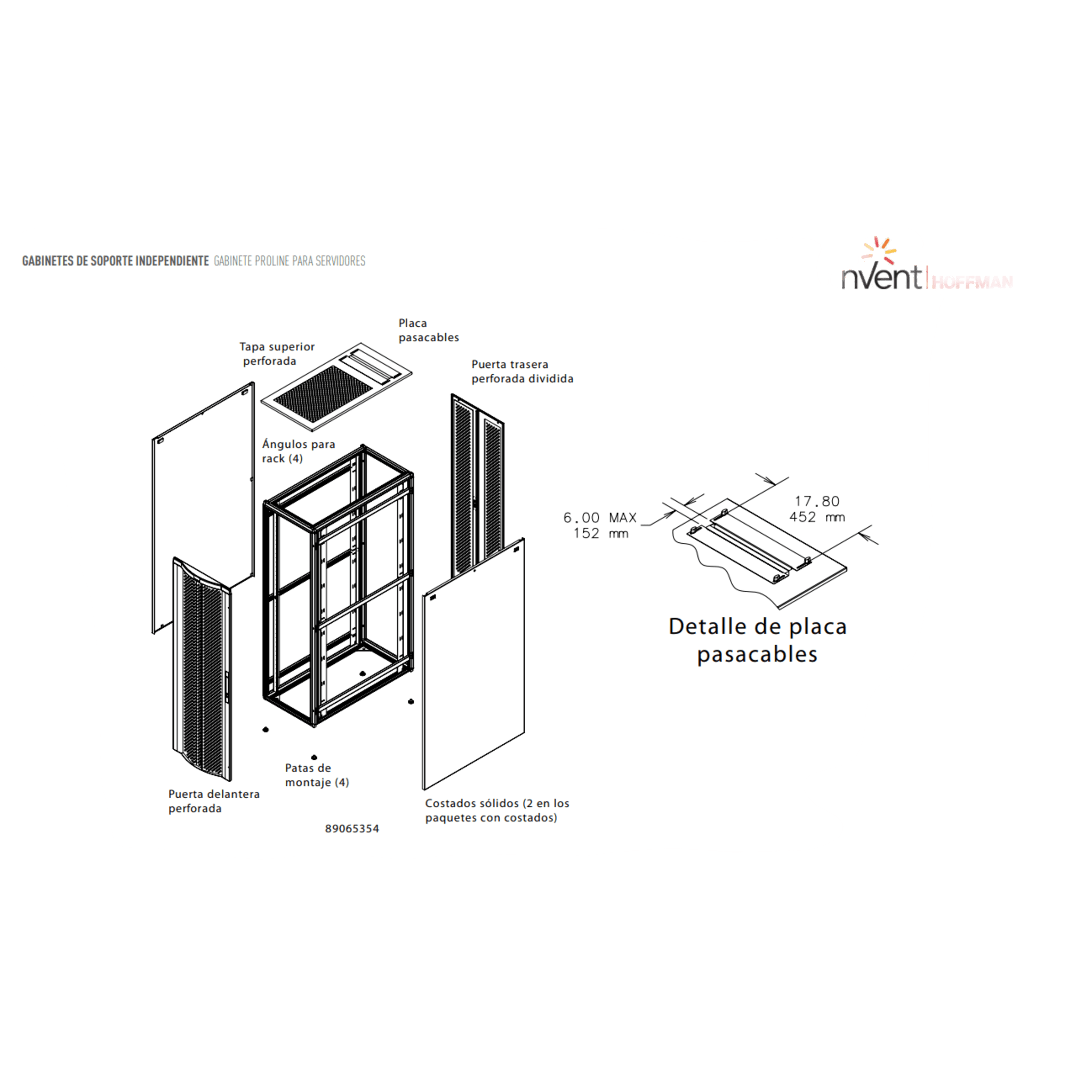 Gabinete para Servidores ProLine FloTek 42 UR Con Puertas Perforadas Alta Ventilación, Profundidad Extendida 1200 mm y Ancho 600 mm Acero Color Negro