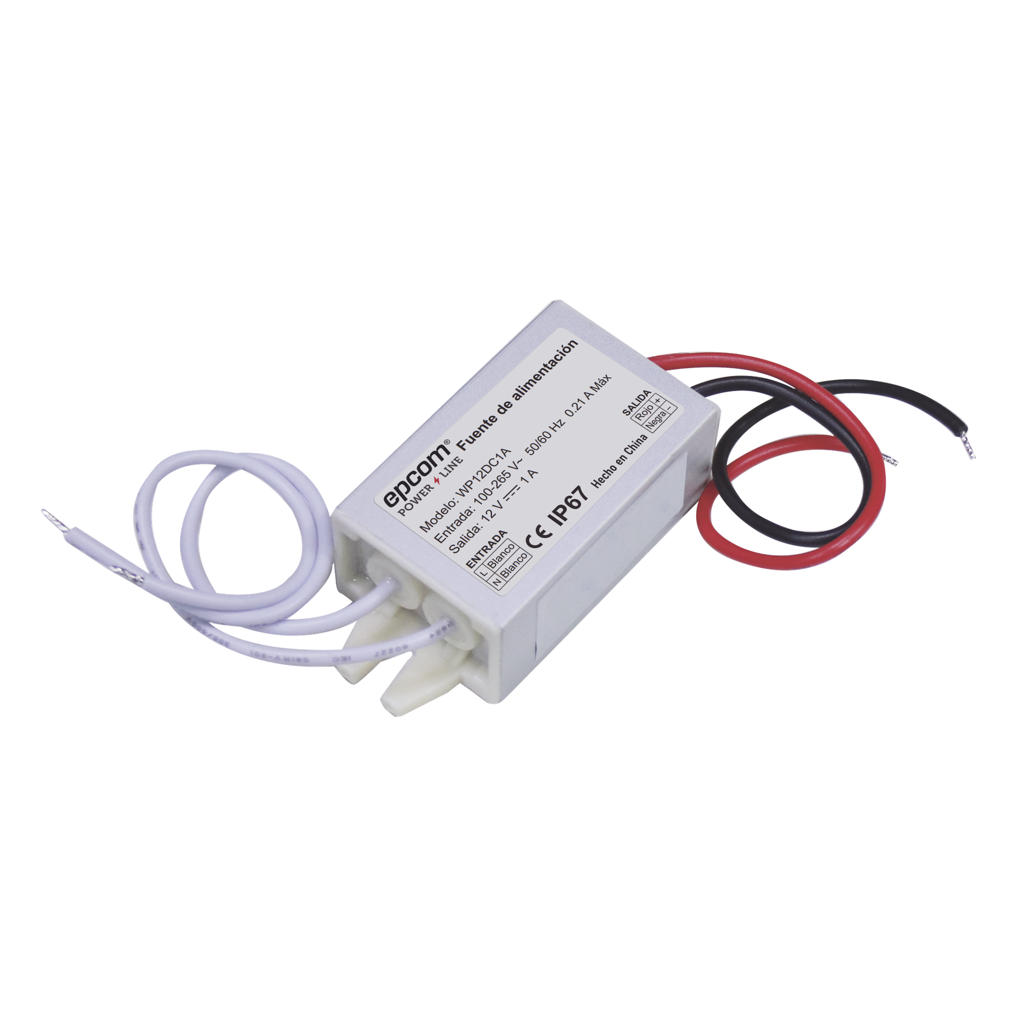 Fuente 12 V  |  1 Amper  |  Waterproof  | Intemperie grado IP67 — EPCOM POWERLINE · SKU WP12DC1A