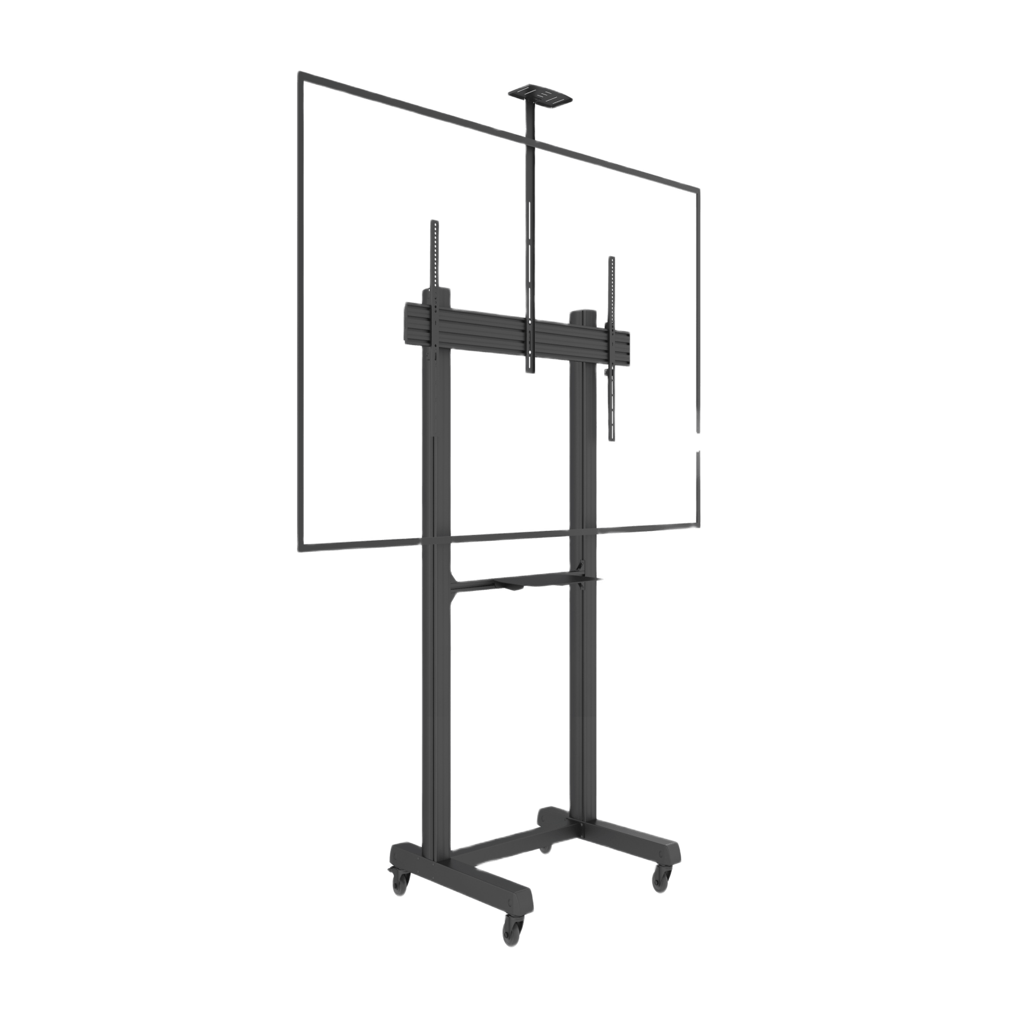 Montaje de Piso Móvil para Pantallas de 65 in a 100 in | vesa 100 x 100 hasta 1000 x 600 | carga maxima soportada 120kg| Fabricado en aluminio y acero