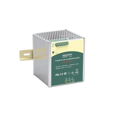 Fuente de Poder Industrial 48 Vcc @ 10A / 480W / Función relay Vcc / Función de Conexión Paralelo / Riel Din