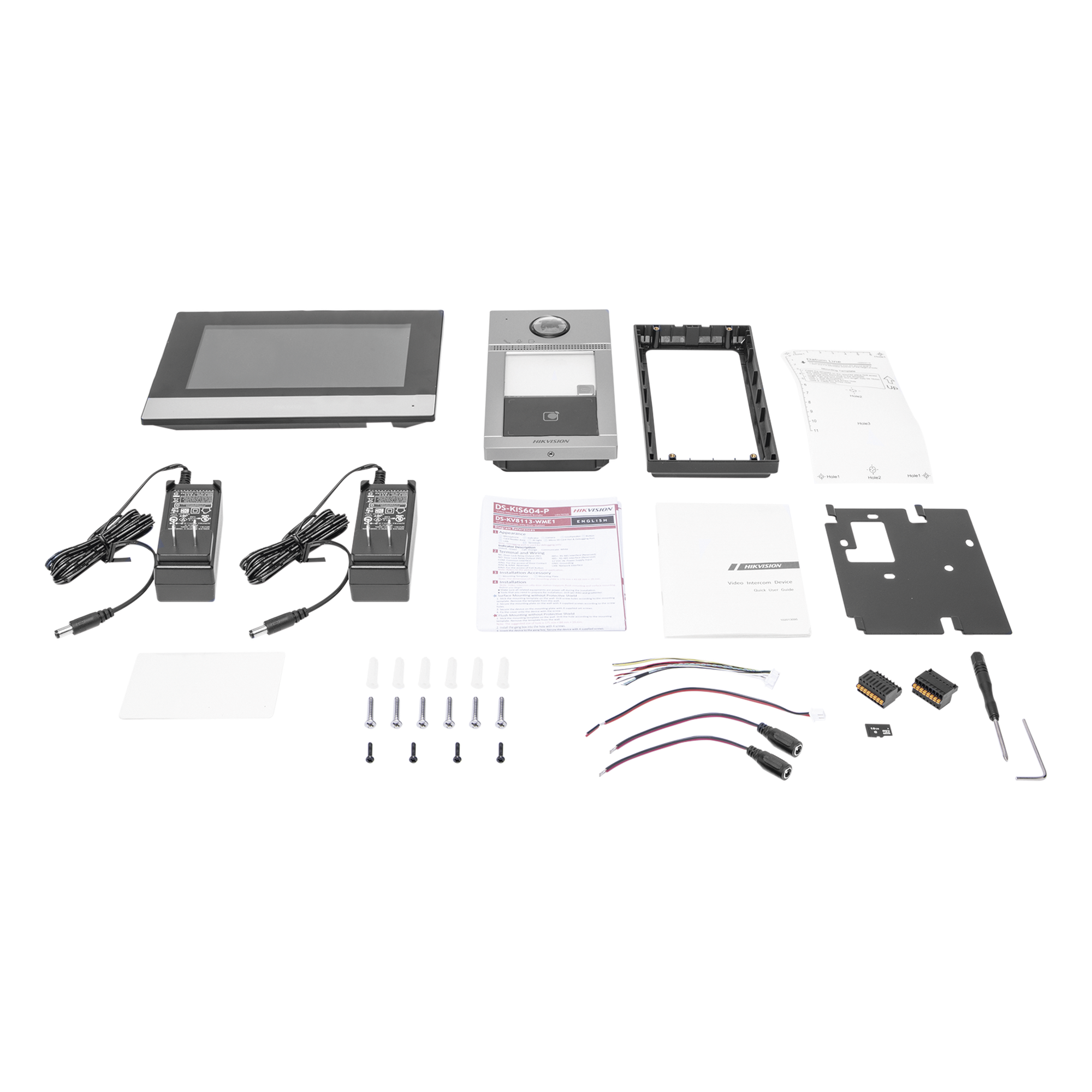 Kit de Videoportero IP PoE Estandar con llamada a App de Smartphone (Hik-Connect) / Apertura con Tarjeta MIFARE / Frente de calle IK08 & IP65 / Soporta 2 puertas — HIKVISION · SKU DS-KIS604-P(C)
